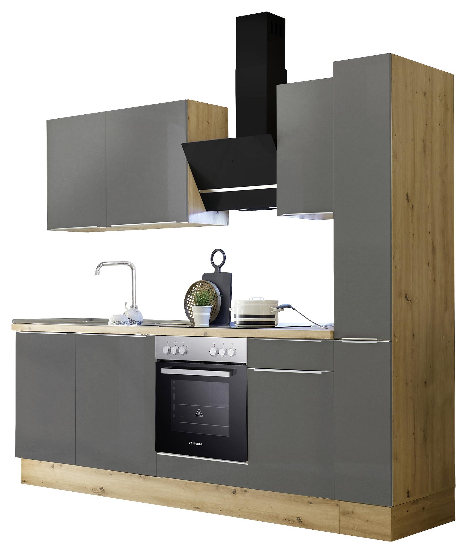 Respekta Küchenblock Marleen grau matt B/H/T: ca. 250x211x60 cm