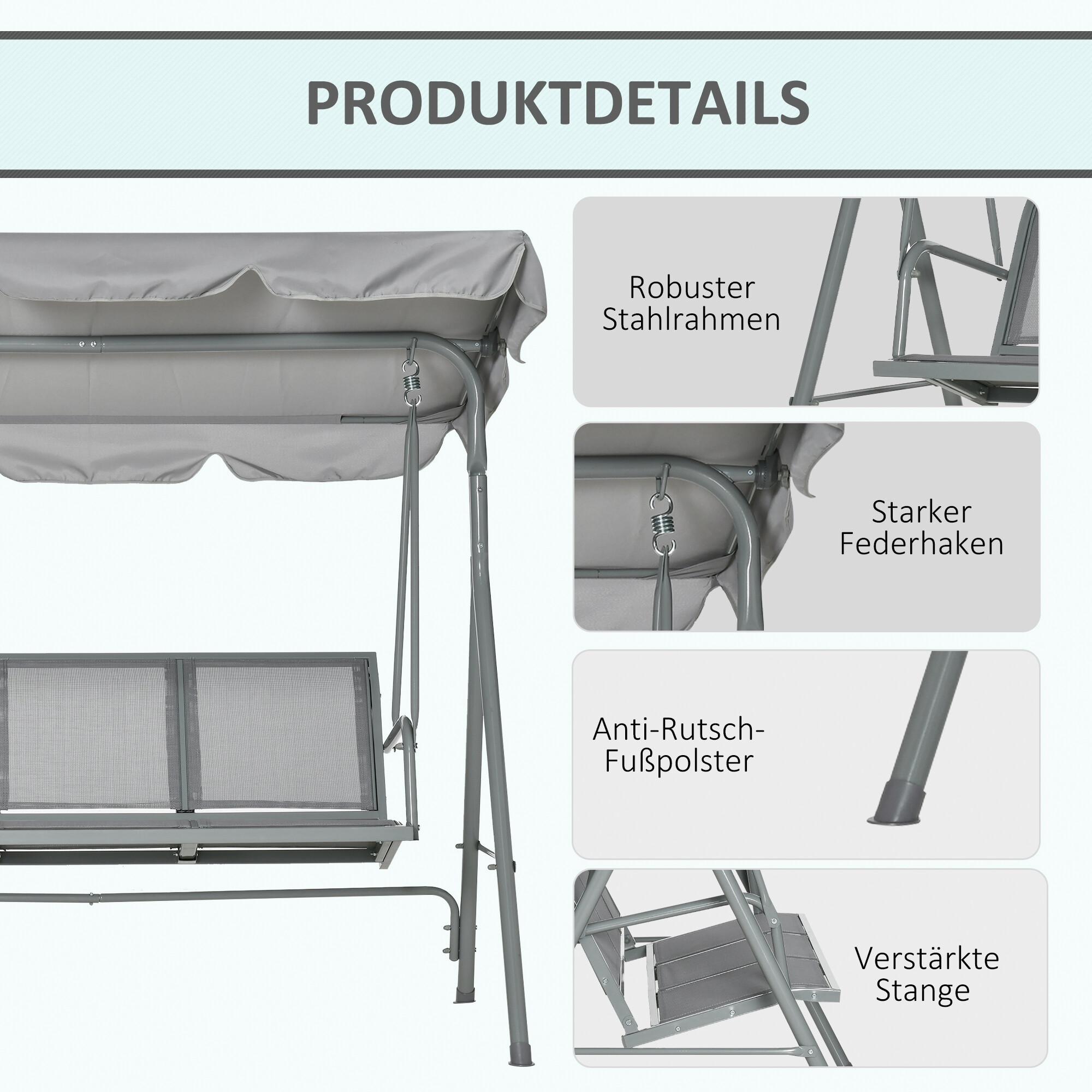 Outsunny Hollywoodschaukel creme Polyester B/H/L: ca. 110x153x170 cm
