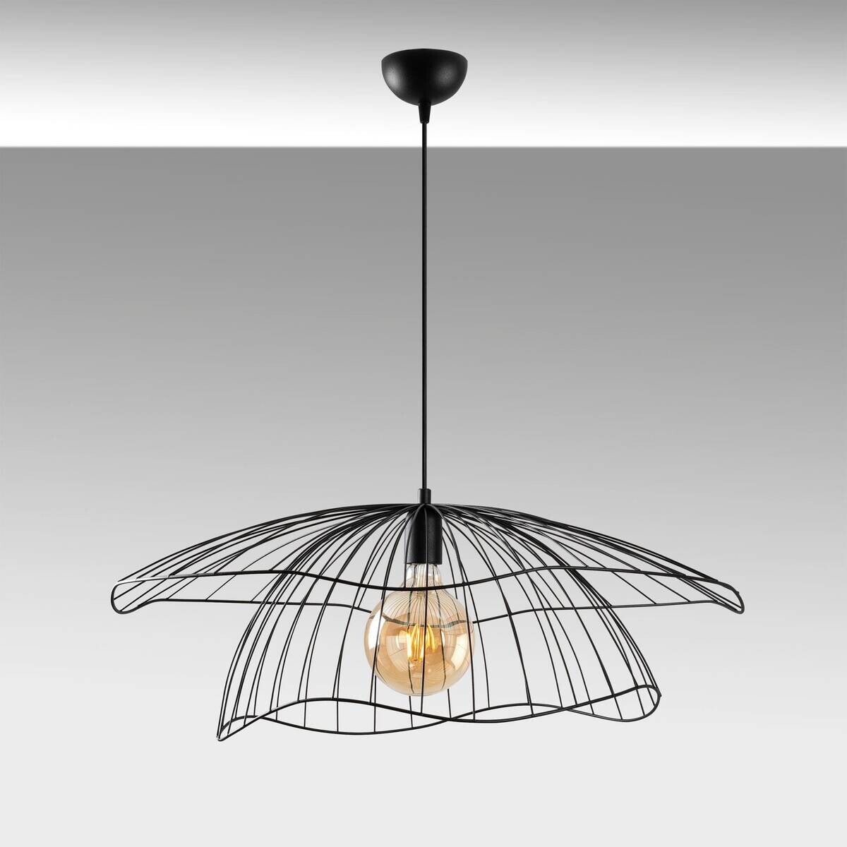 Opviq Pendelleuchte Mantar schwarz B/H/T/L/D: ca. 70x124x70x70x70 cm E27 1 Brennstellen