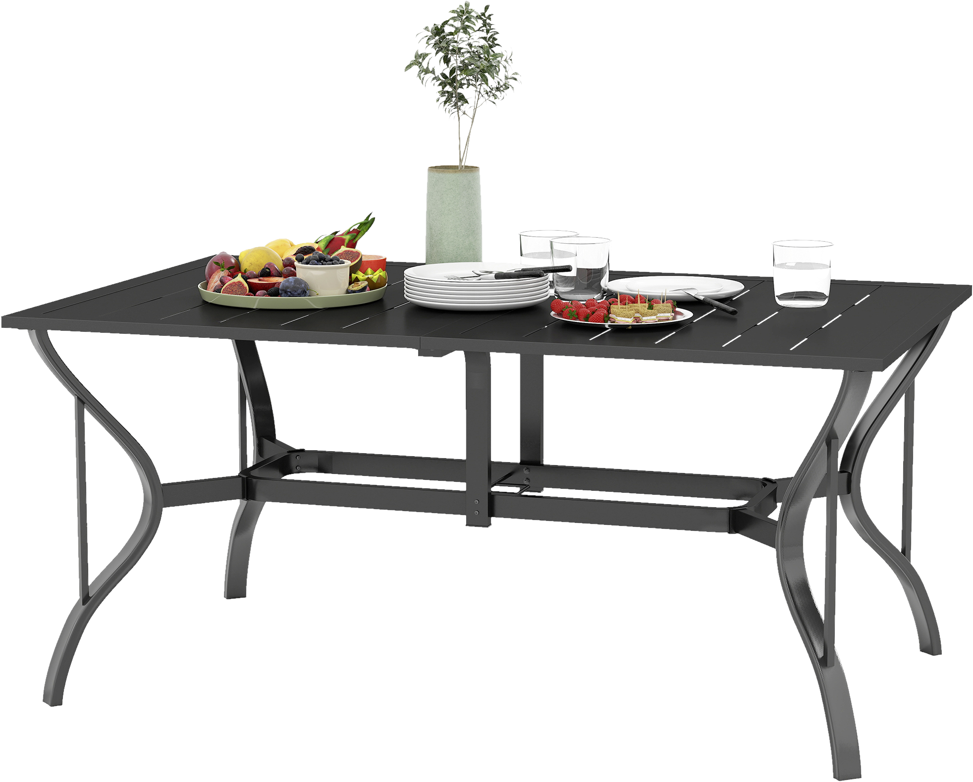 Outsunny Gartentisch schwarz Metall B/H/L: ca. 90x73x150 cm