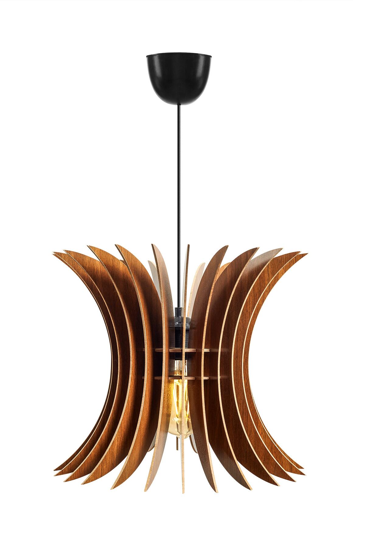 Opviq Pendelleuchte nussbaum MDF B/H/T/L/D: ca. 35x65x35x35x35 cm E27 1 Brennstellen