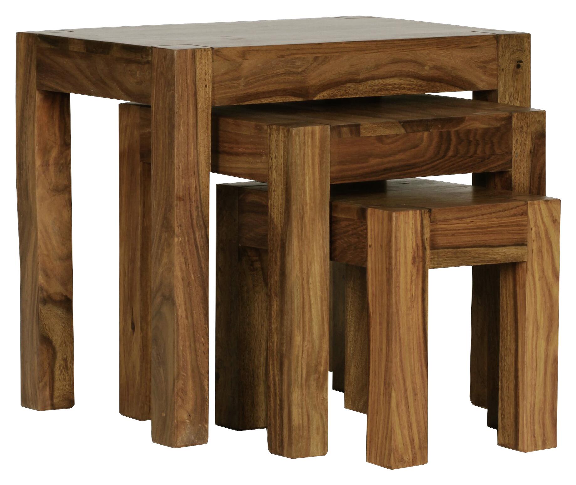 Beistelltisch 3er-Set natur Echtholz