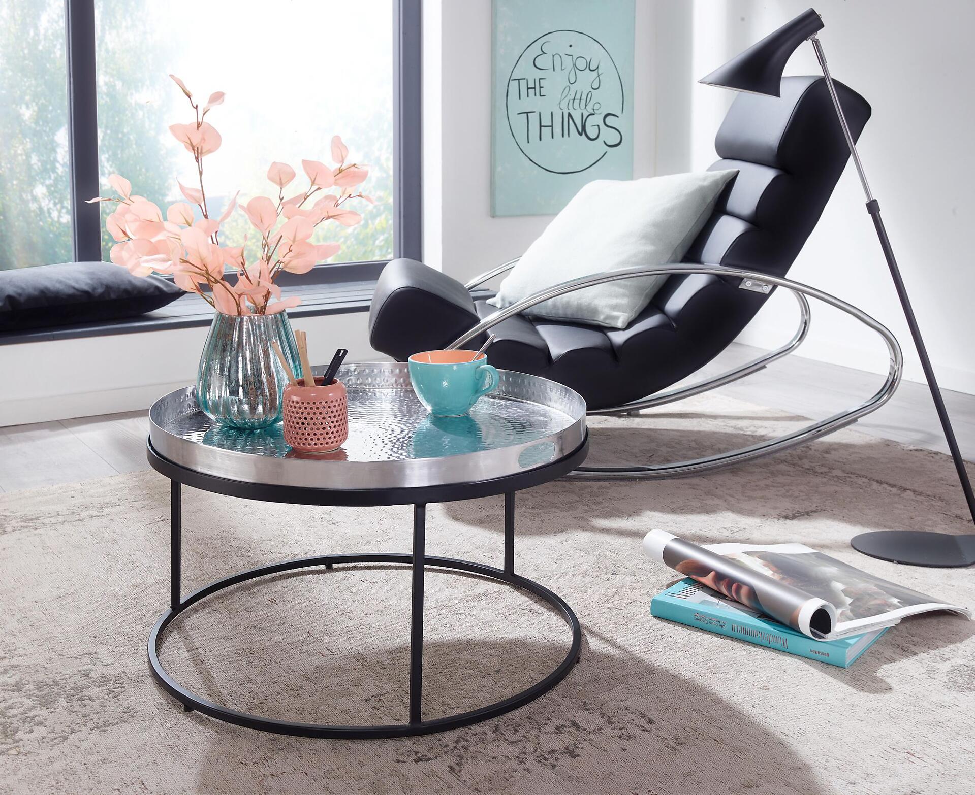 Wohnling Couchtisch silber B/H/T: ca. 62x36x62 cm