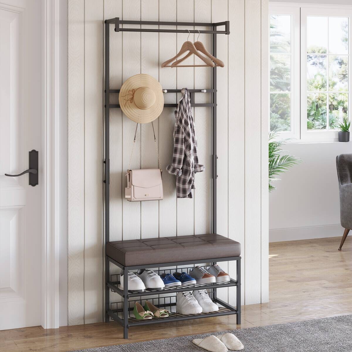 HOMCOM Garderobe schwarz Polypropylen B/H/L: ca. 35x725x180 cm