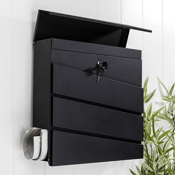 Briefkasten schwarz B/H/T: ca. 37x37x10,5 cm