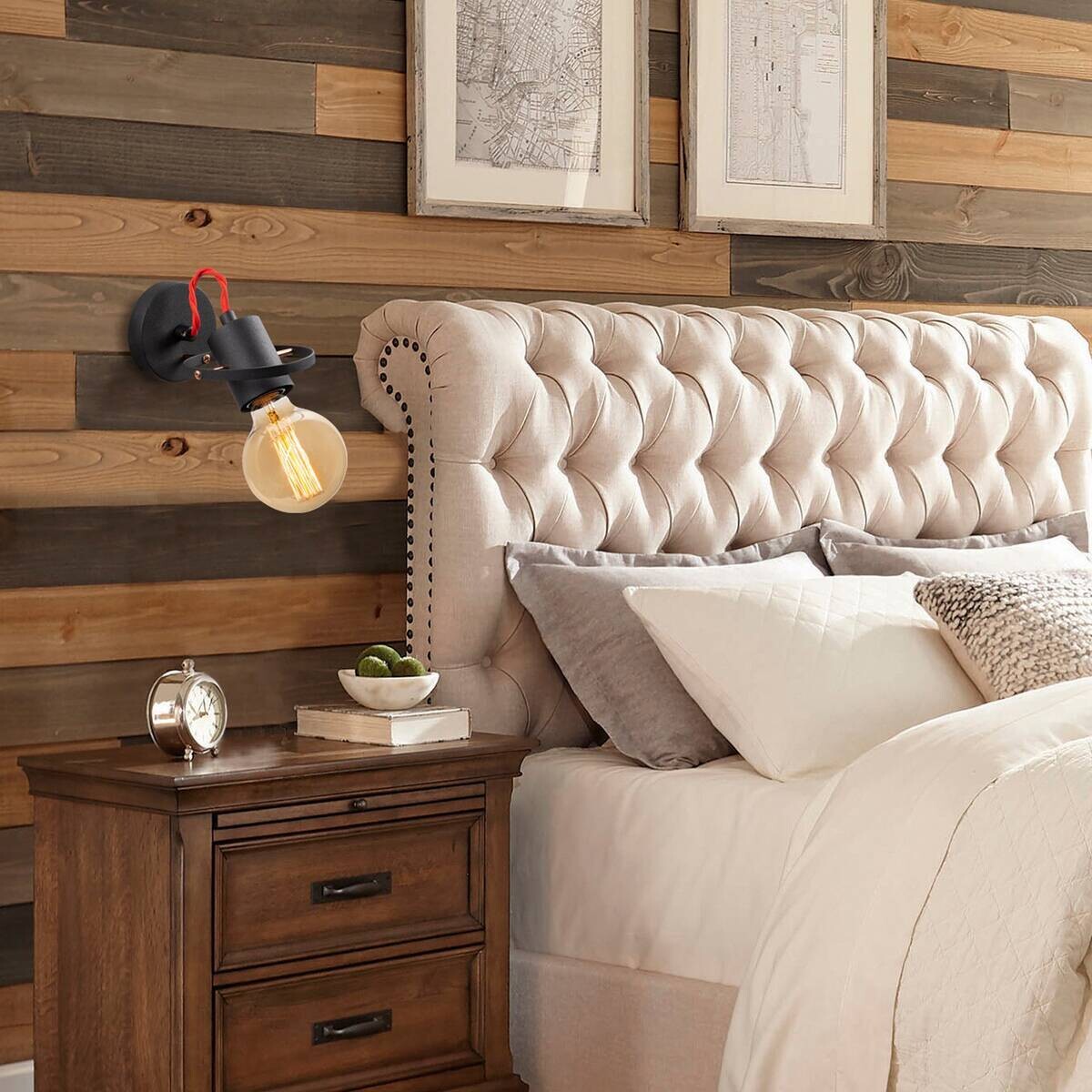 Opviq Wandleuchte schwarz Metall B/H/L: ca. 17x13x12 cm E27 1 Brennstellen