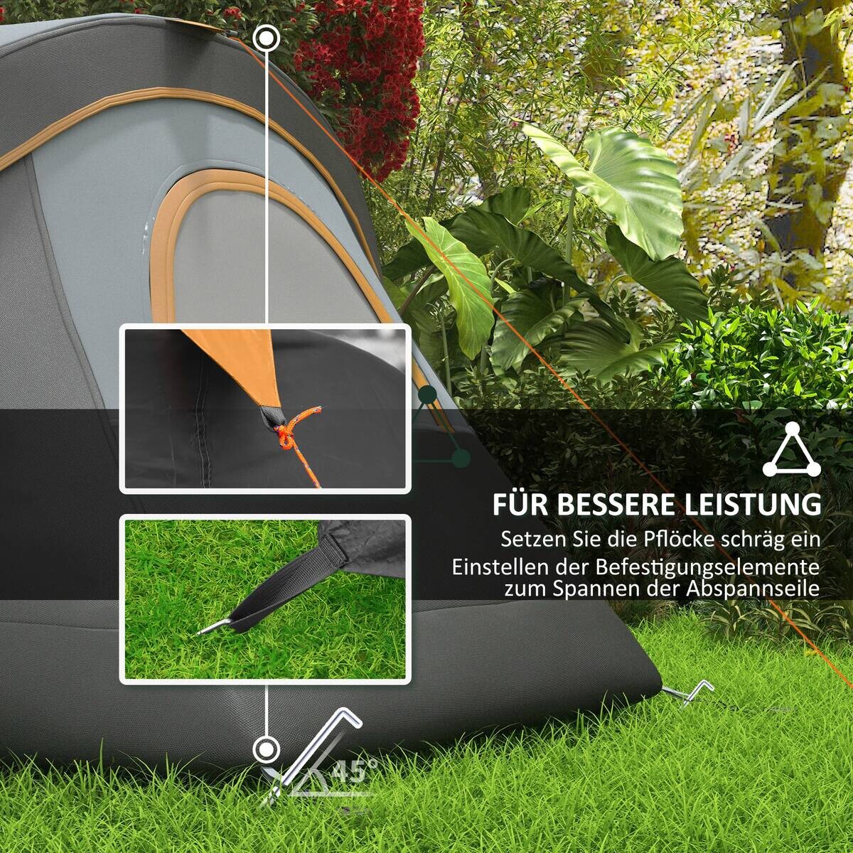 Outsunny Campingzelt schwarz Stahl B/H/L: ca. 220x180x455 cm