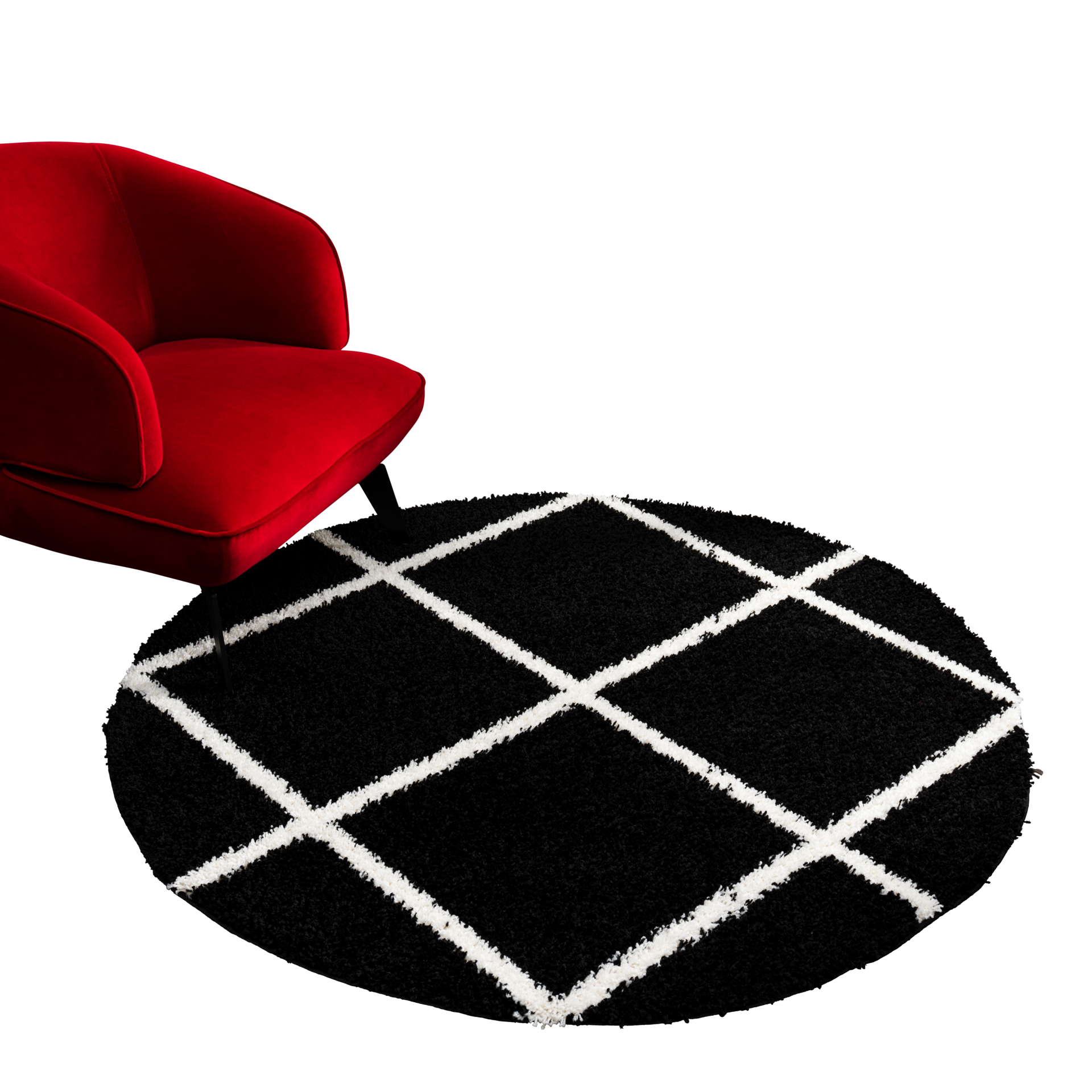 Sanat Hochflorteppich MADRID schwarz D: ca. 200 cm