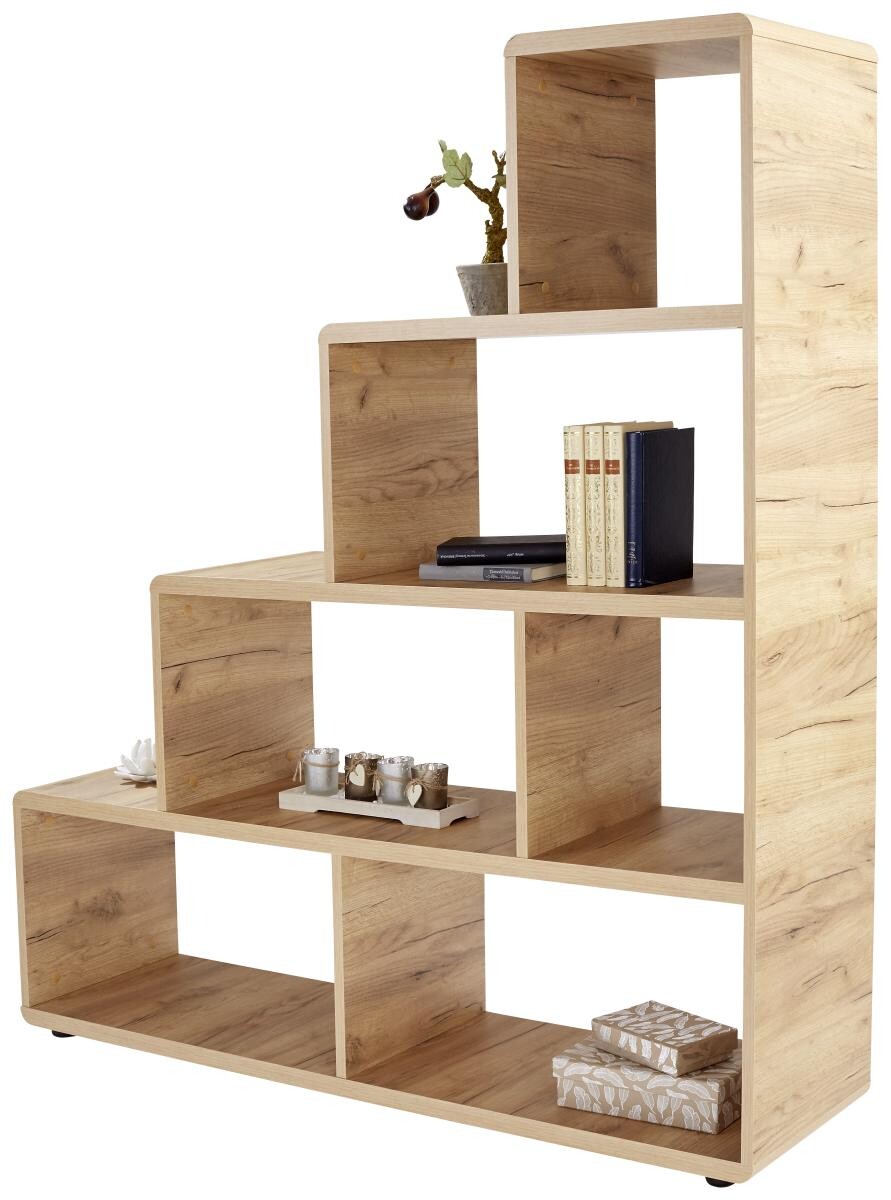 Stufenregal Fontana Eiche Kraft Nachbildung B/H/T: ca. 139x148x35 cm
