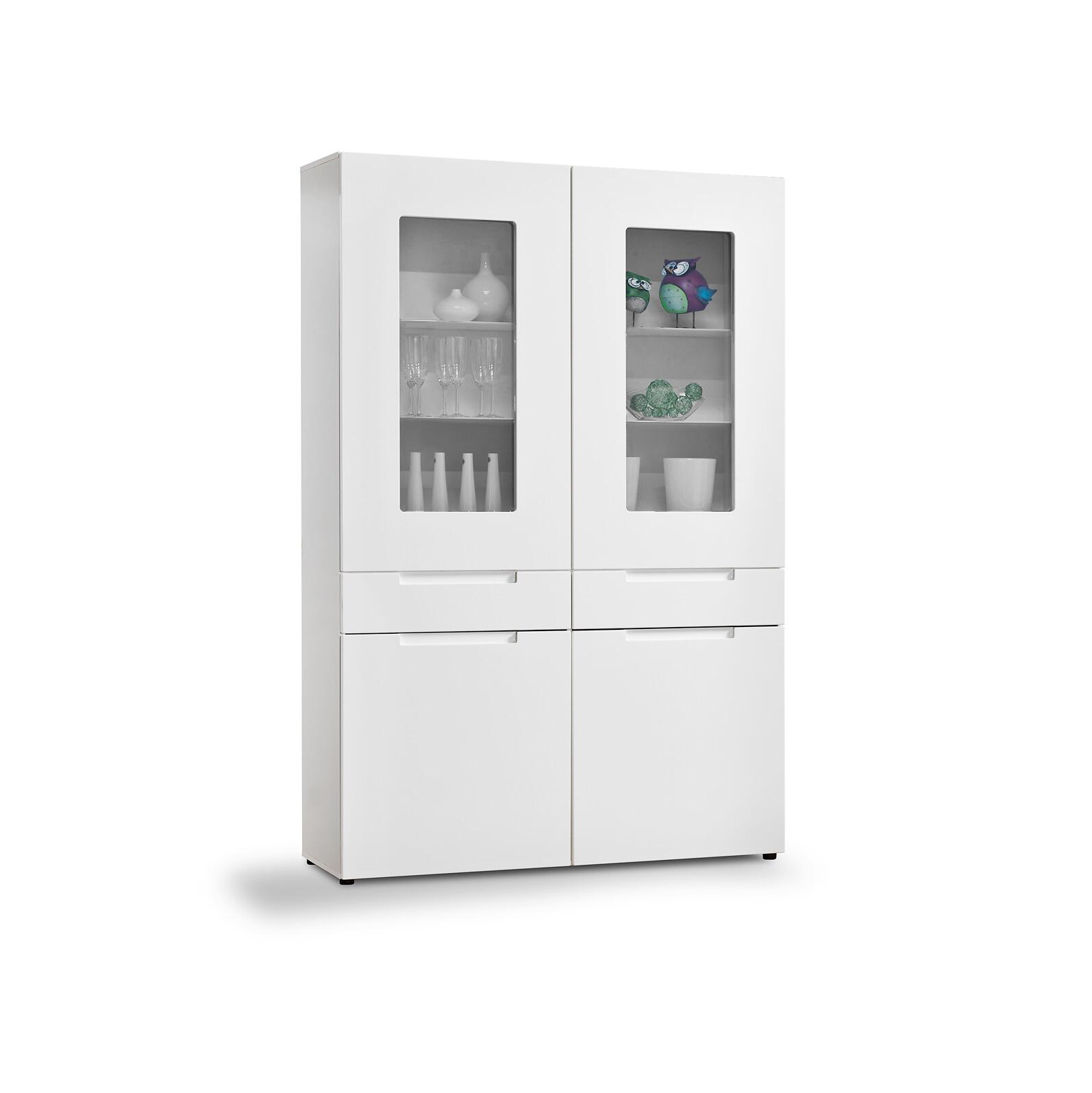 Highboard Mailand weiß Hochglanz B/H/T: ca. 128x191x40 cm