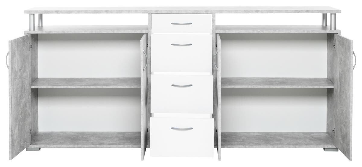 Sideboard Maximo Beton Optik weiß B/H/T: ca. 208x94x38 cm