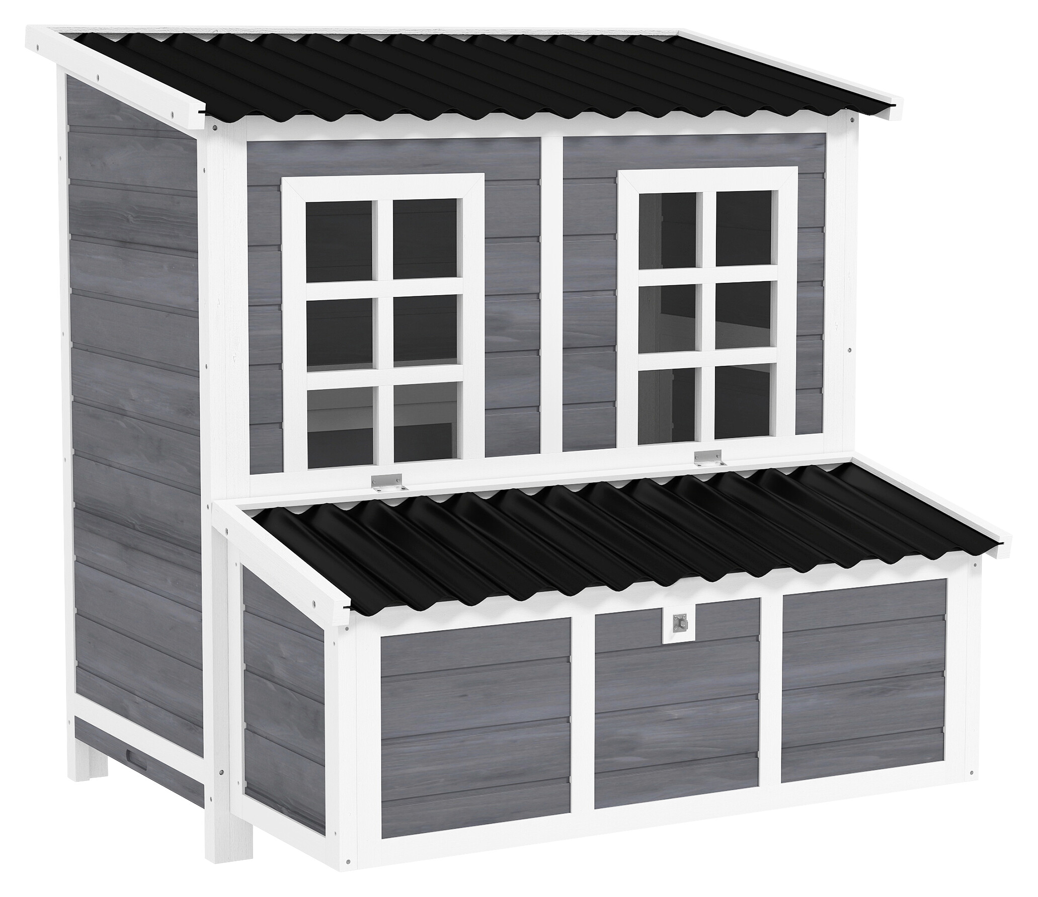 PawHut Hühnerstall hellgrau Kunststoff B/H/L: ca. 86x100x100 cm