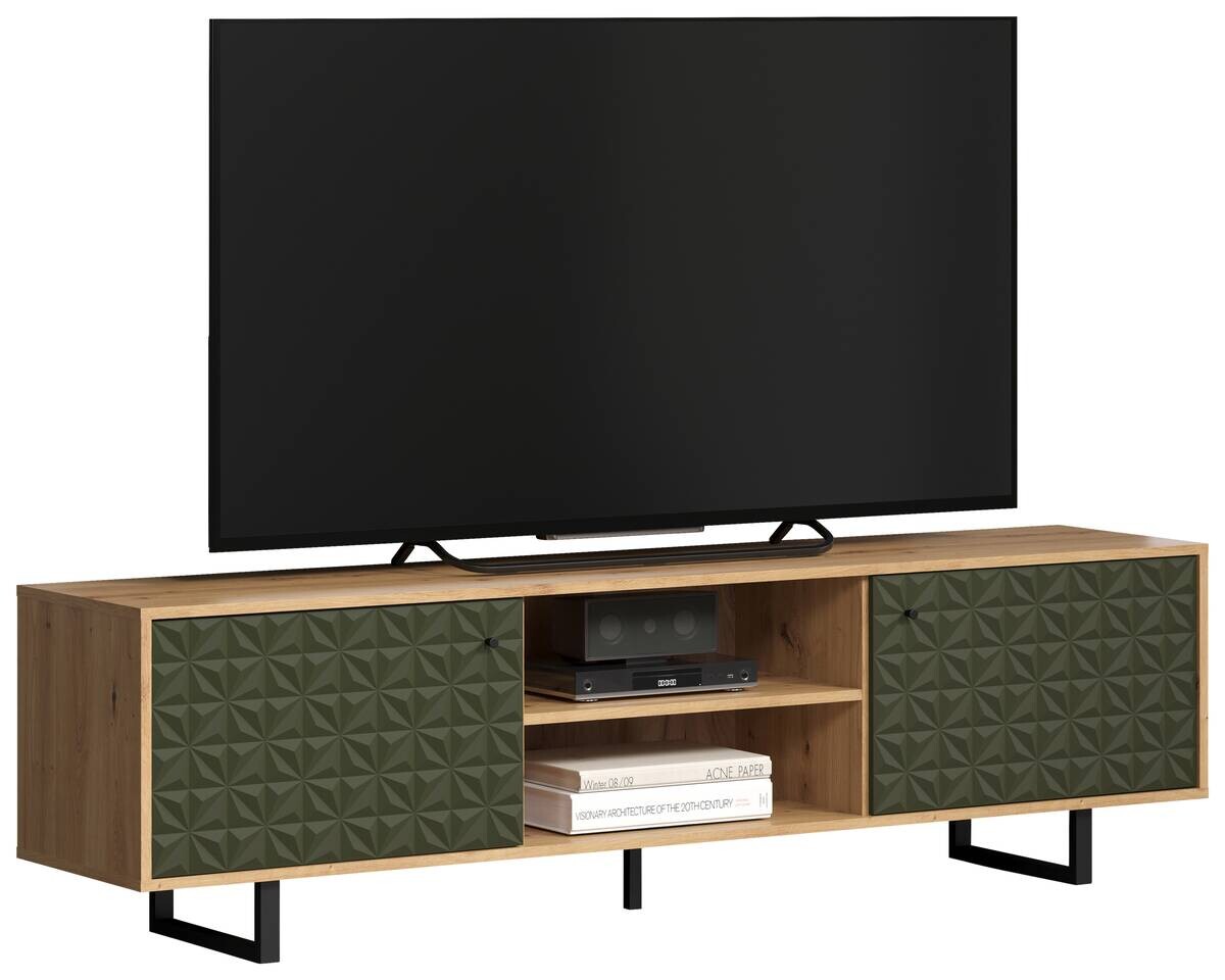 TV-Lowboard Sentra Eiche Artisan Nachbildung grün dunkel B/H/T: ca. 184x52x40 cm