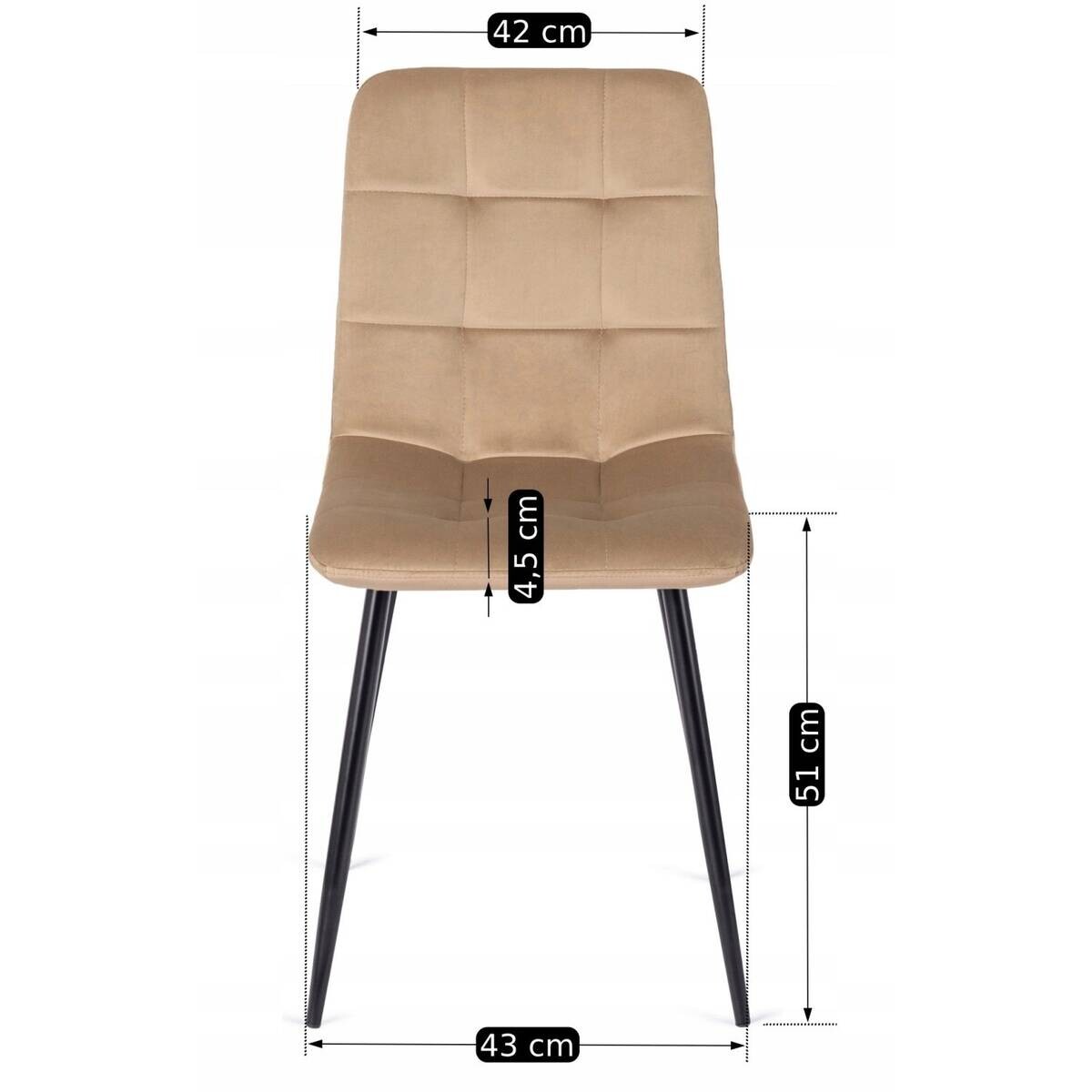 Stuhl PERU beige Velourstoff B/H/T: ca. 42x90,5x52 cm