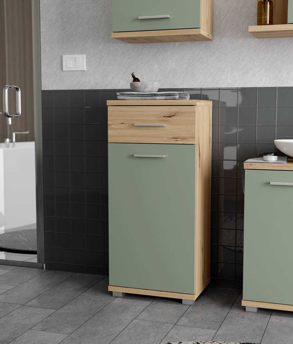 Badkommode Eiche Artisan Nachbildung salbei B/H/T: ca. 40x88x29 cm