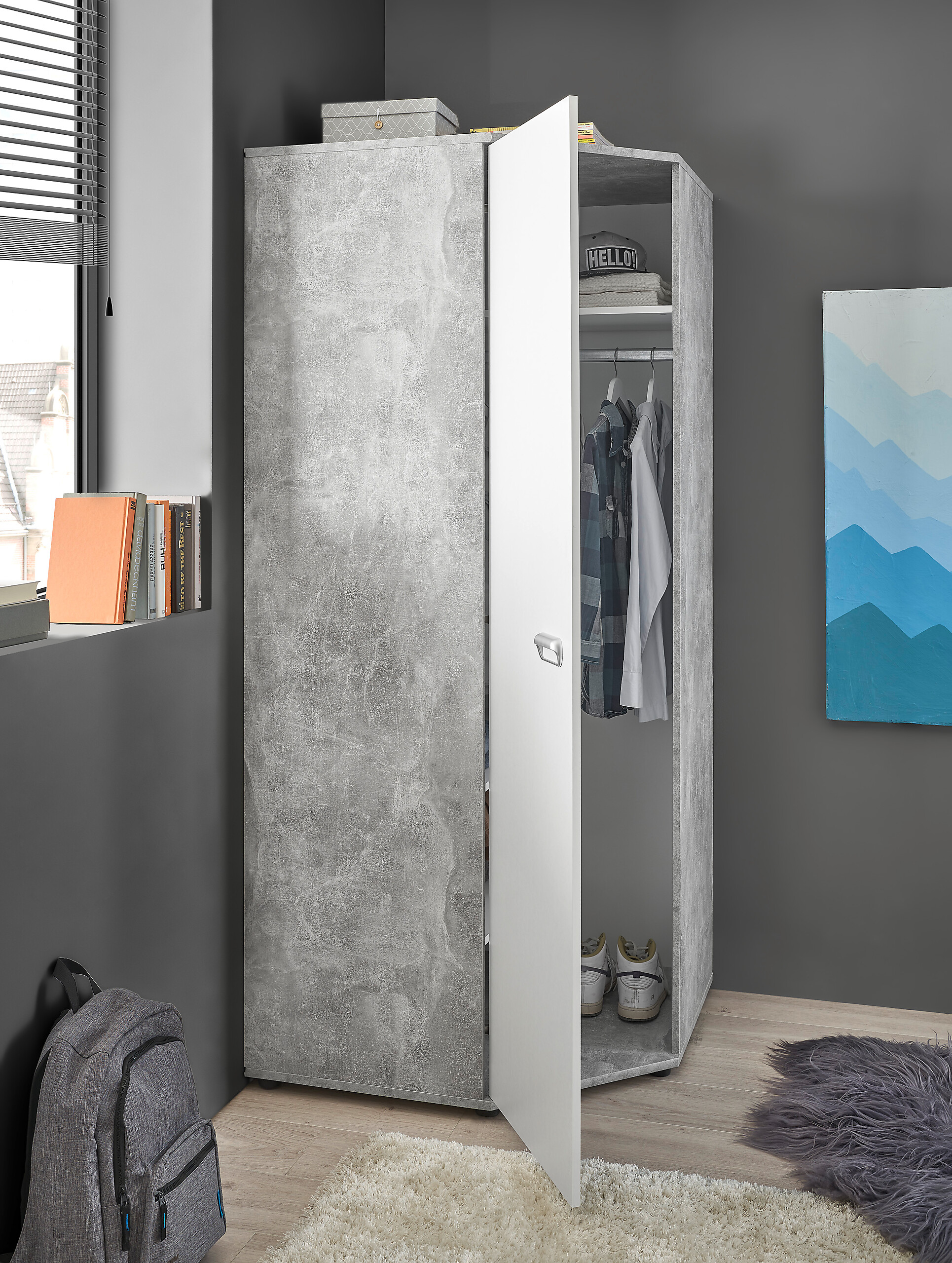 Eckschrank Matino Beton B/H/T: ca. 84x191x84 cm