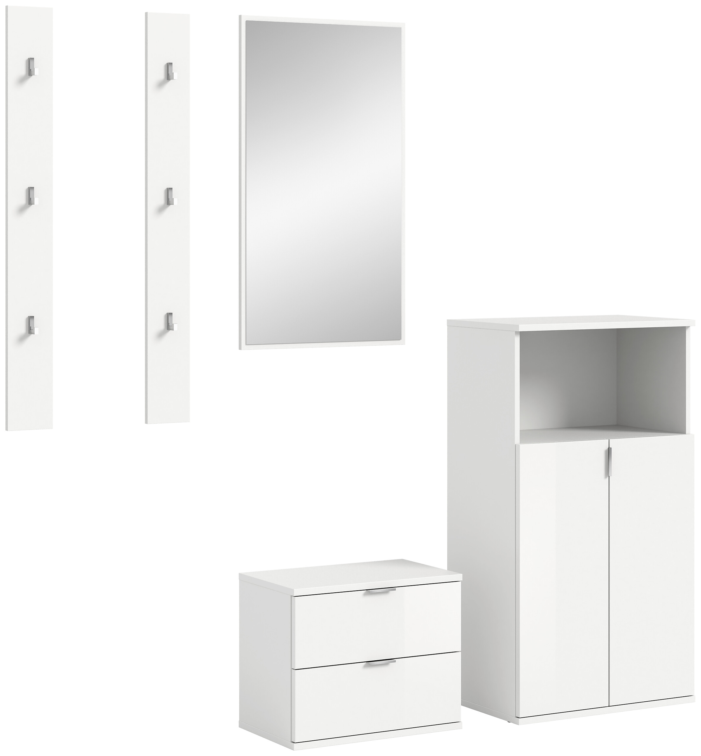 Garderobe PROJEKT X weiß weiß Hochglanz B/H/T: ca. 179x191x37 cm Garderobe PROJEKT X weiß weiß Hochglanz B/H/T: ca. 179x191x37 cm