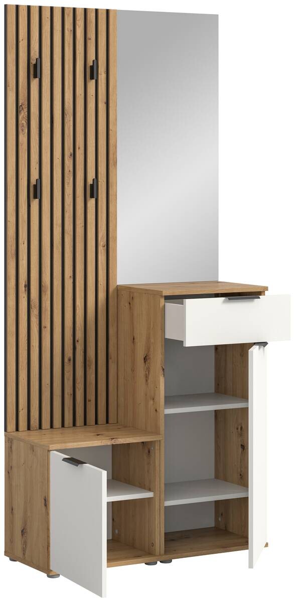 Garderobe Simple Eiche Artisan Nachbildung weiß B/H/T: ca. 88x195x35 cm