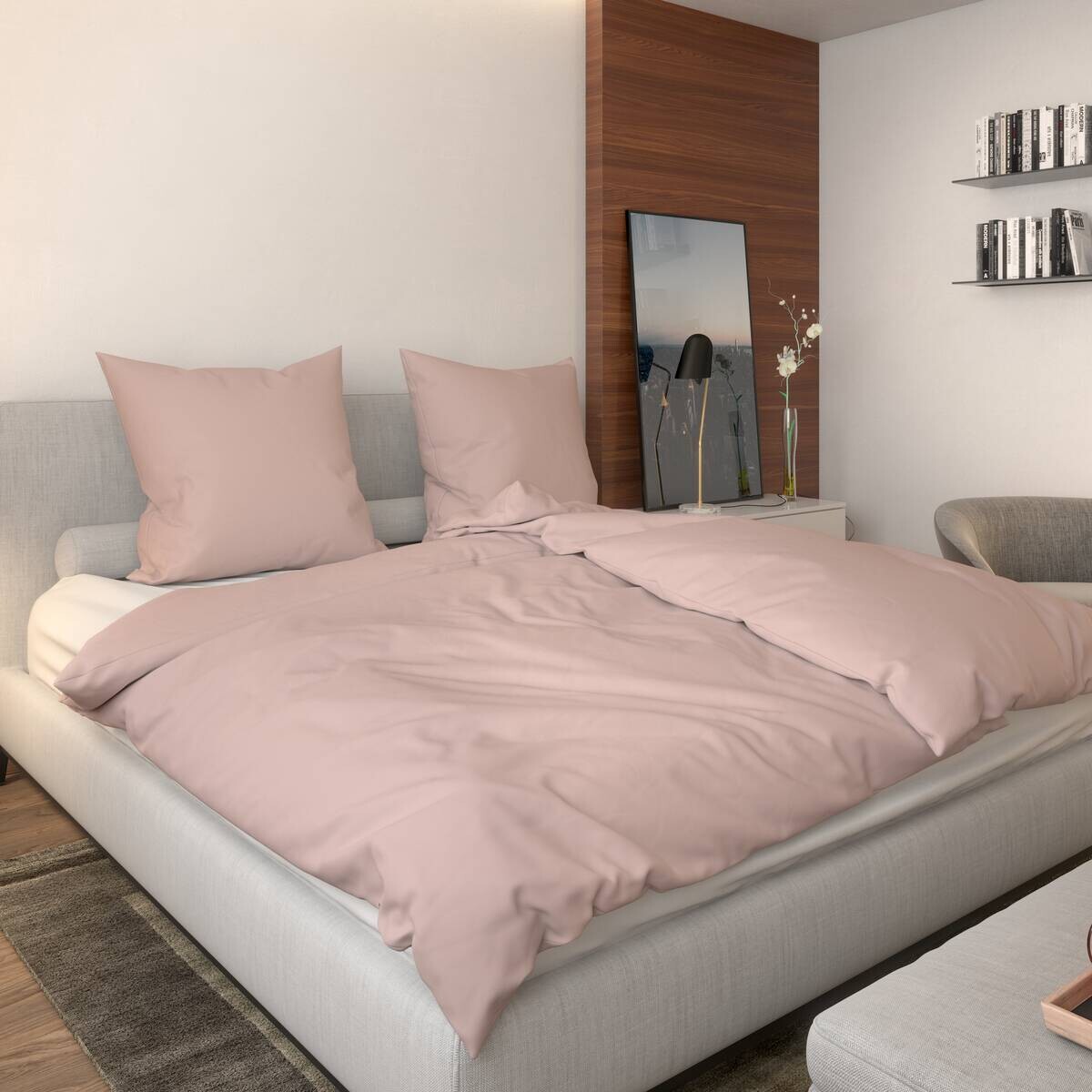 Baumwoll Bettwäsche Renforce rosé Baumwolle B/L: ca. 135x200 cm