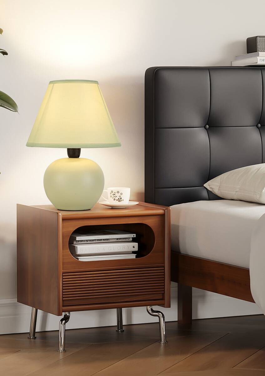 Nolo Tischleuchte Seline grün Stoff Keramik H: ca. 24 cm E14 1 Brennstellen