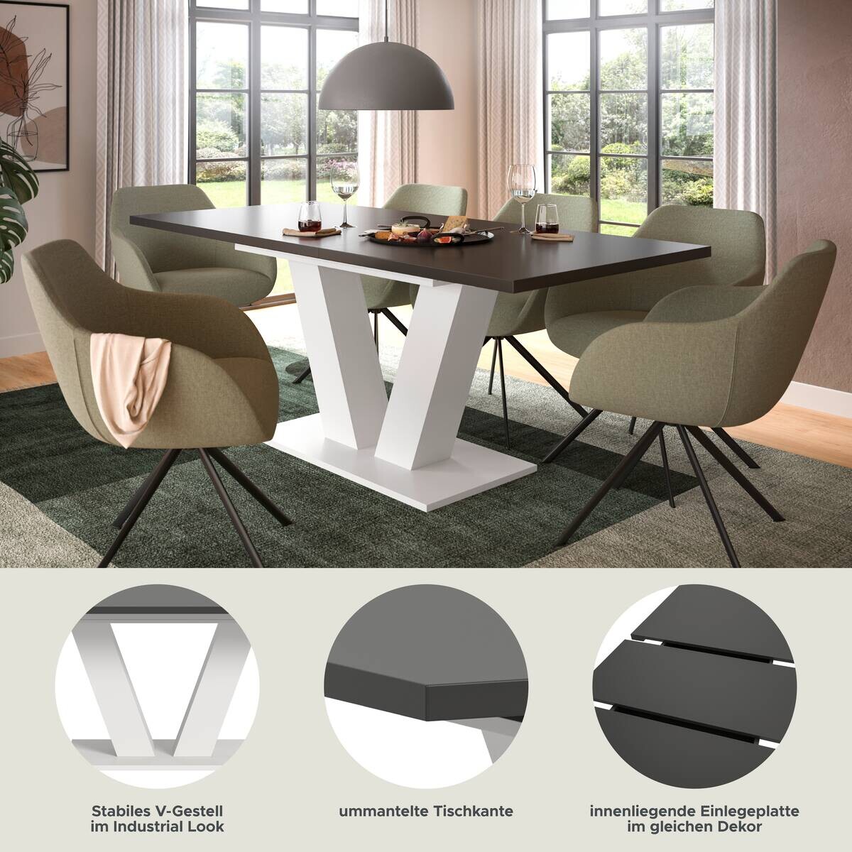 Esstisch MOTION grau B/H/T: ca. 150x76x90 cm