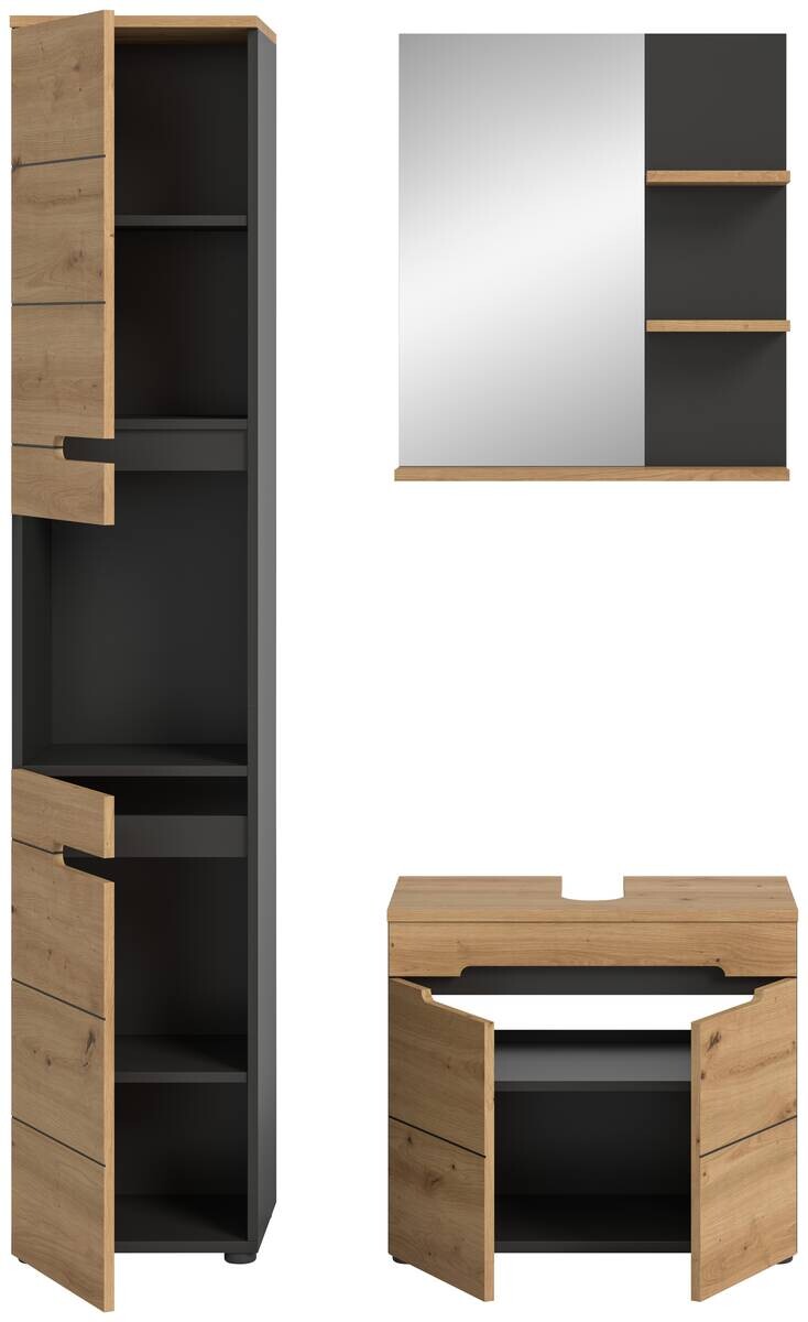 Badezimmer-Set Canu Basalt Eiche Artisan Nachbildung B/H/T: ca. 116x193x34 cm