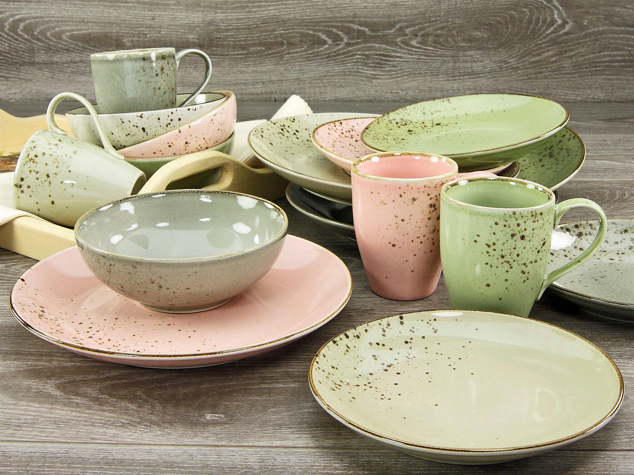 CreaTable Kombiservice Nature Collection VINTAGE GARDEN multicolor Steinzeug 16 tlg.