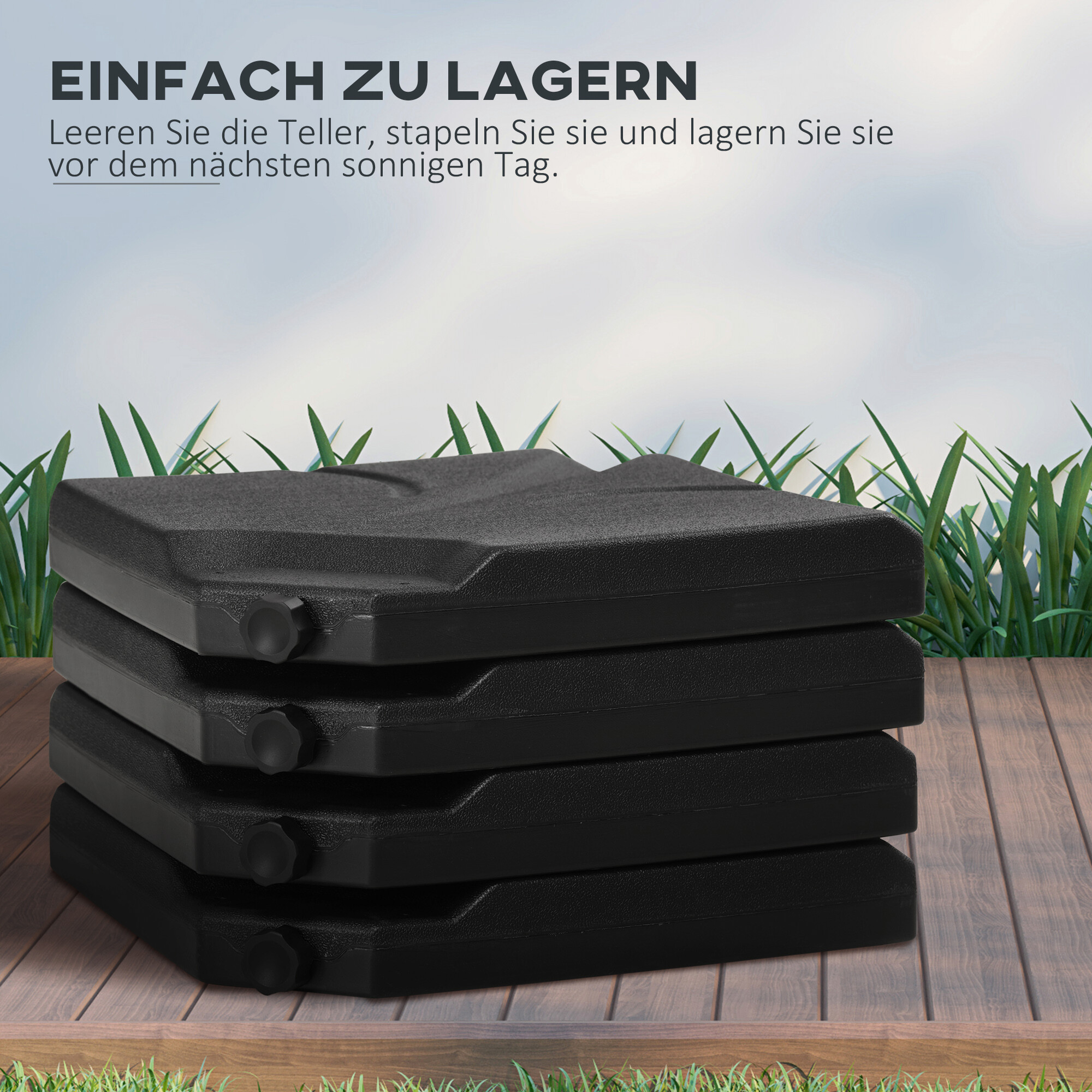 Outsunny Schirmgewichte schwarz Kunststoff B/H/L: ca. 103x8,3x103 cm