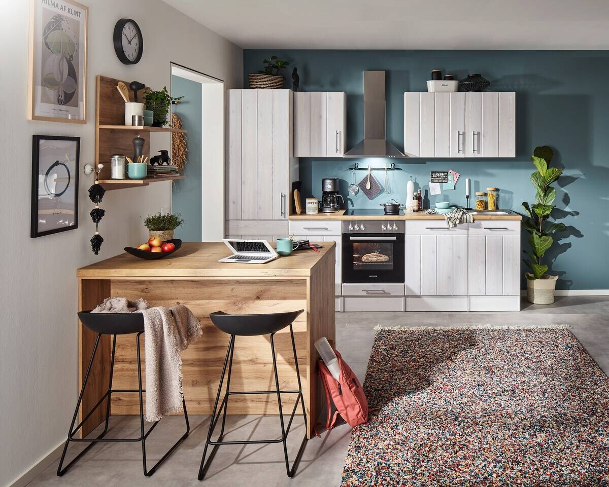 Respekta Inselküche Anton Eiche Wildeiche Nachbildung B/H/T: ca. 280x211x60 cm