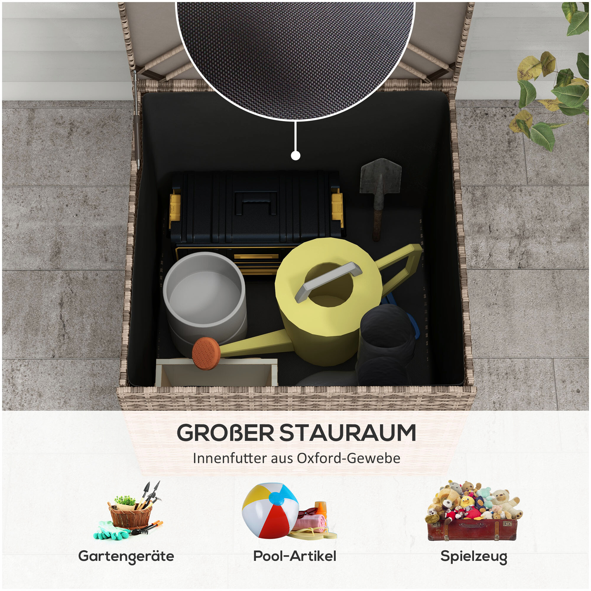 Outsunny Auflagenbox sand Polyrattan B/H/L: ca. 75x70x75 cm