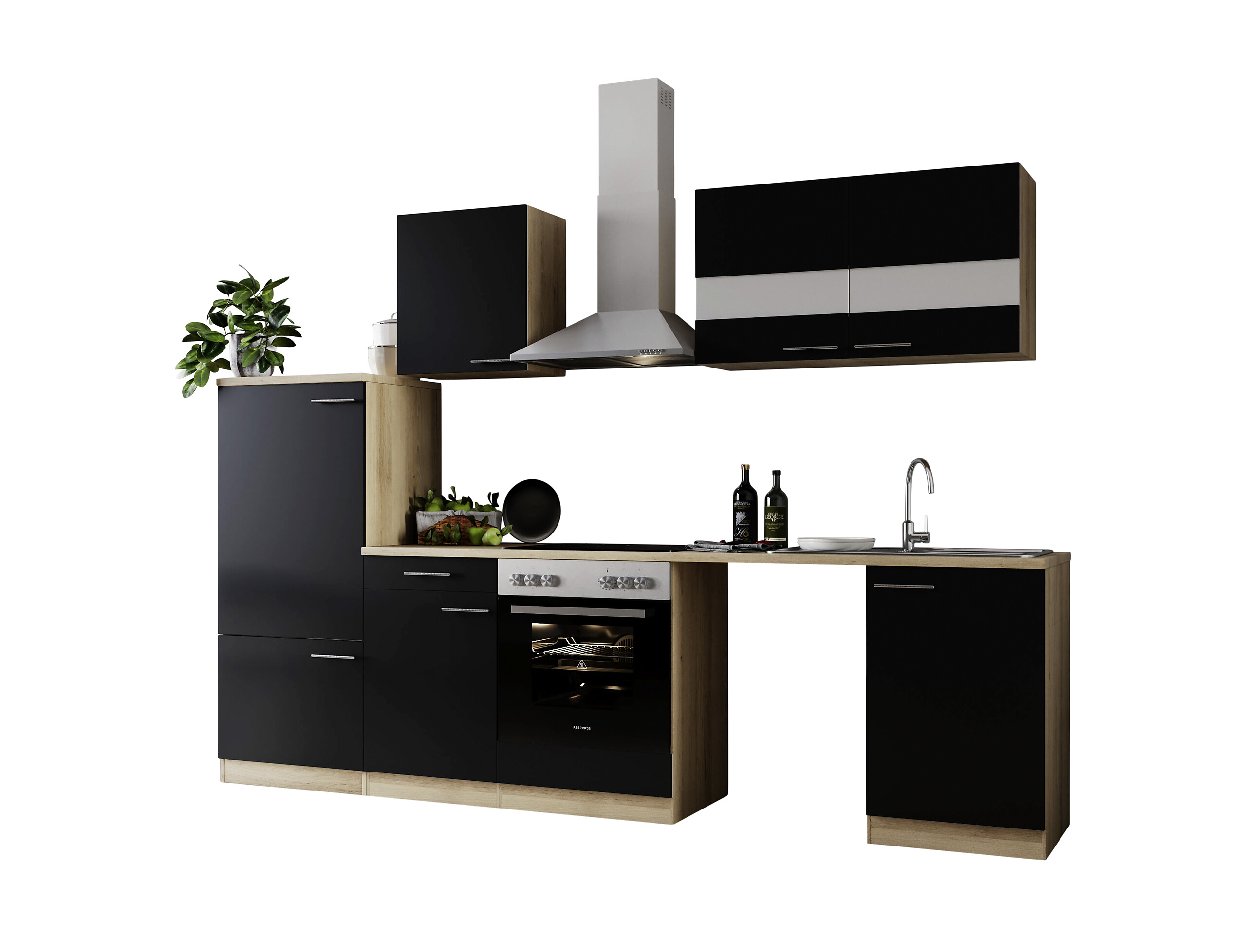 Respekta Küchenblock Merle schwarz B/H/T: ca. 280x200x60 cm