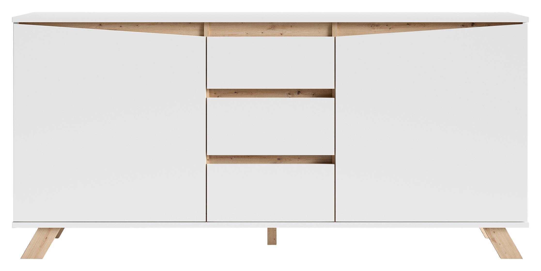 Sideboard VALENTIN weiß Eiche Nachbildung B/H/T: ca. 160x80x38 cm