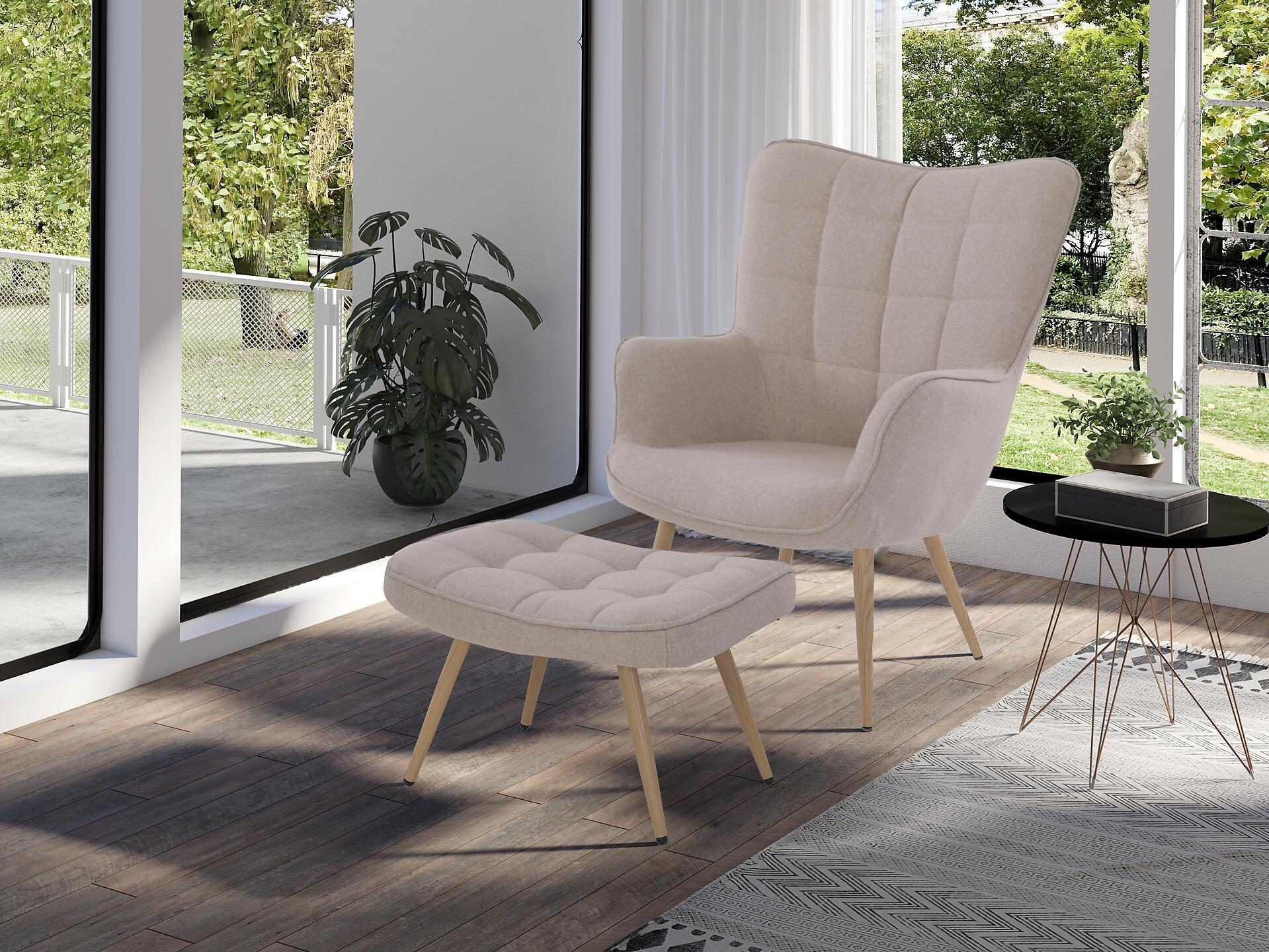 byLIVING Hocker UTA sand natur Webstoff Metall B/H/T: ca. 60x39x41 cm