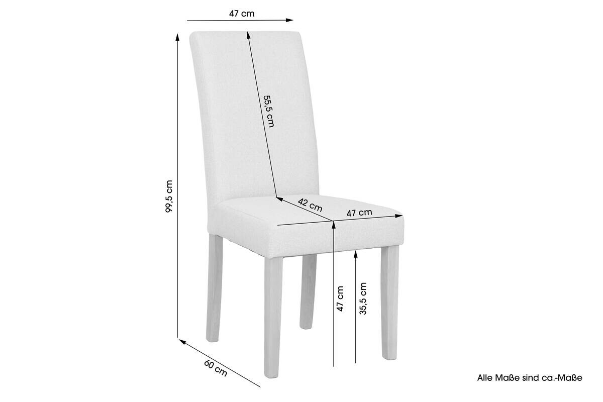 Stuhl ELIAS, 2er-Set taupe Webstoff B/H/T: ca. 47x99,5x60 cm