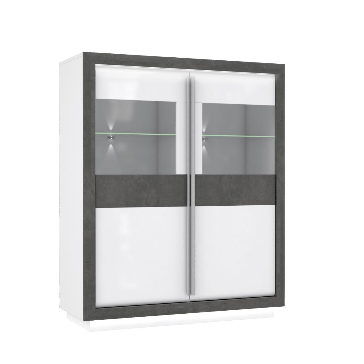 Highboard weiß Hochglanz Beton dunkel Optik B/H/T: ca. 133x162x53 cm