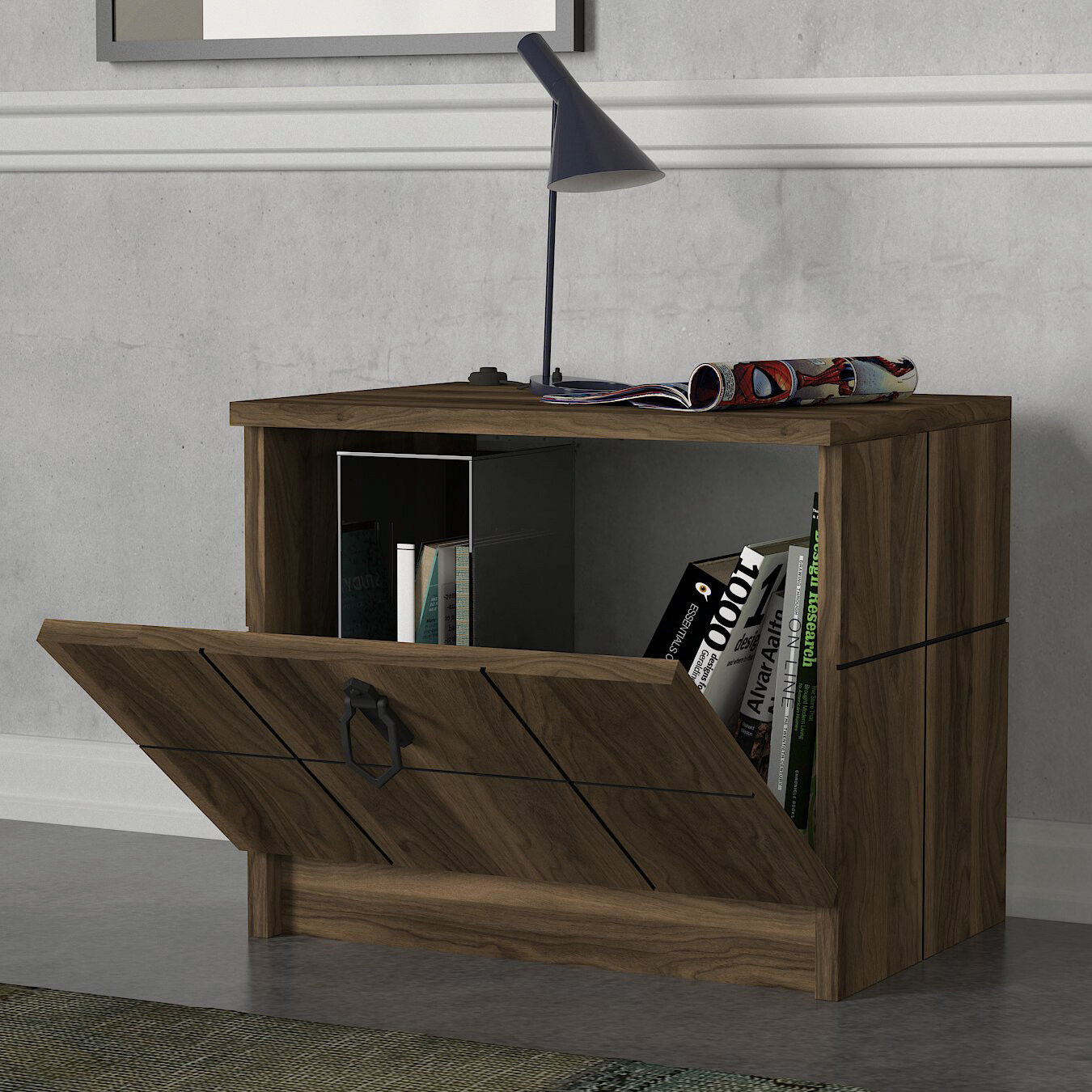 Nachtkonsole Lost walnuss Nachbildung B/H/T: ca. 49x41x35 cm