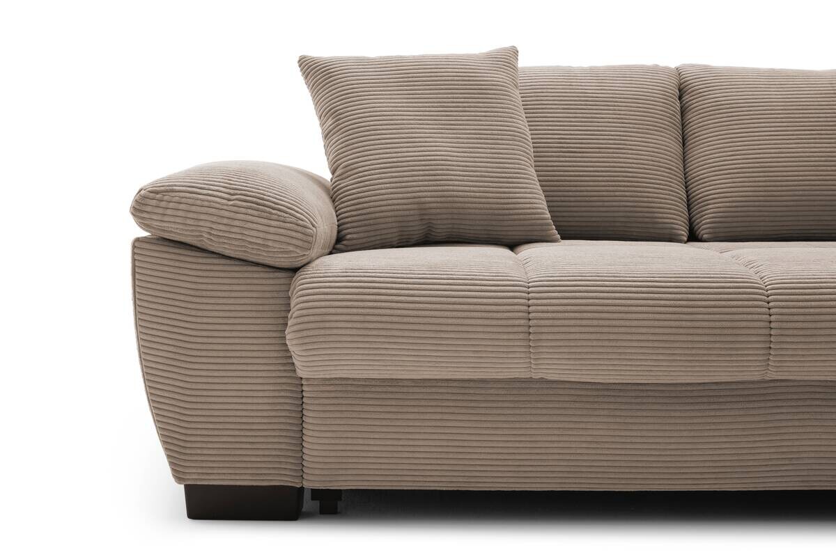 Ecksofa mit Bettfunktion und Bettkasten taupe Microfaser B/H/T: ca. 323x88x211 cm