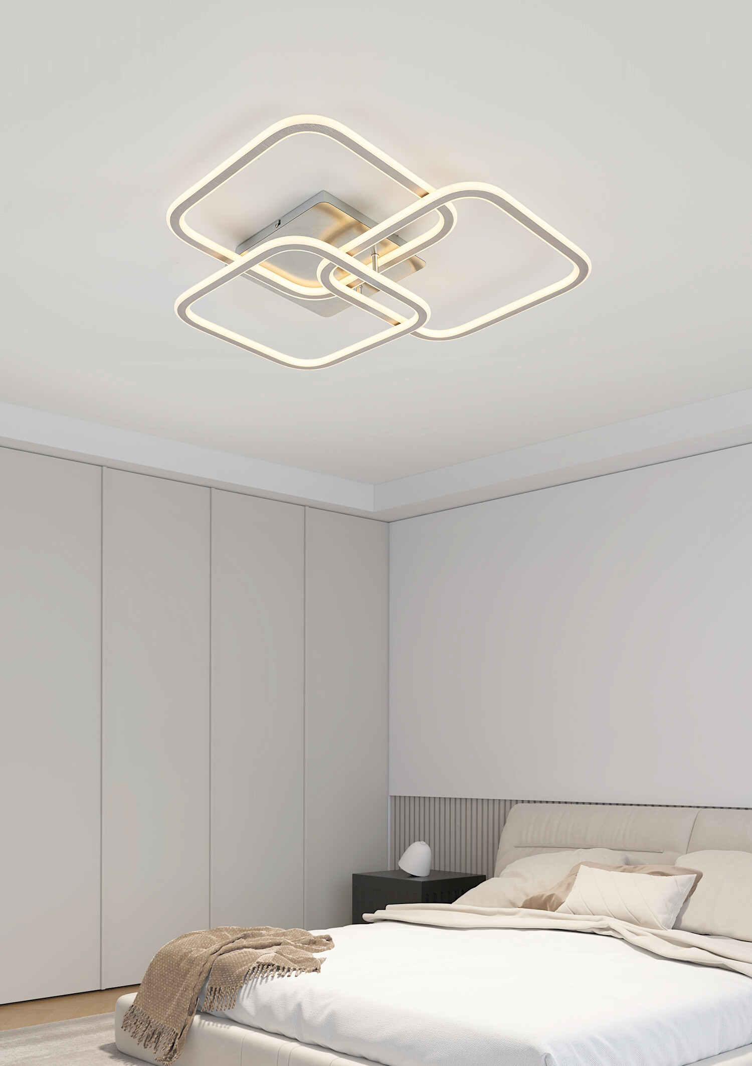 Nolo LED-Deckenleuchte Thrice nickel Satiniert Alu B/H/L: ca. 54x10x58 cm