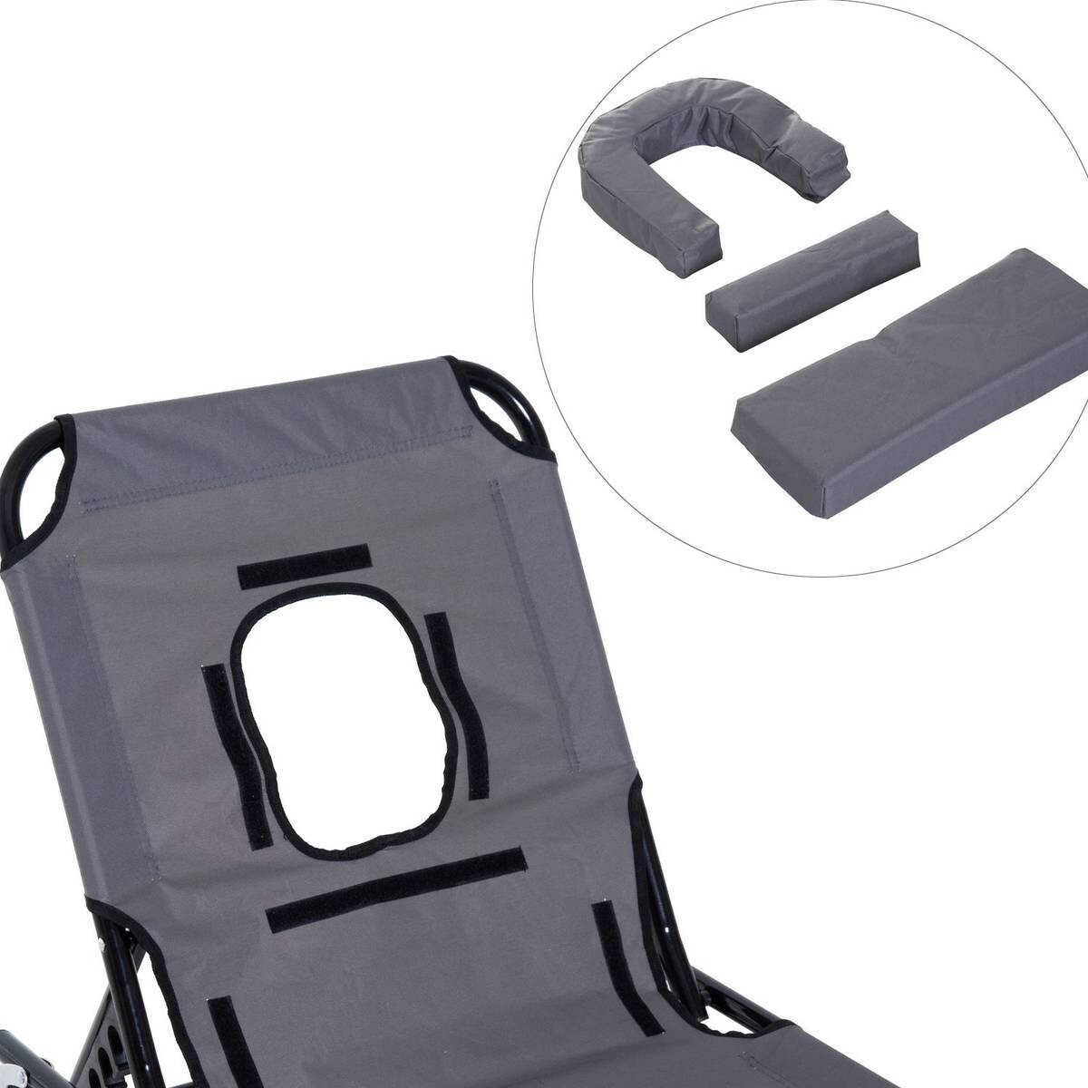 Outsunny Gartenliege grau Metall B/H/L: ca. 56x28x190 cm