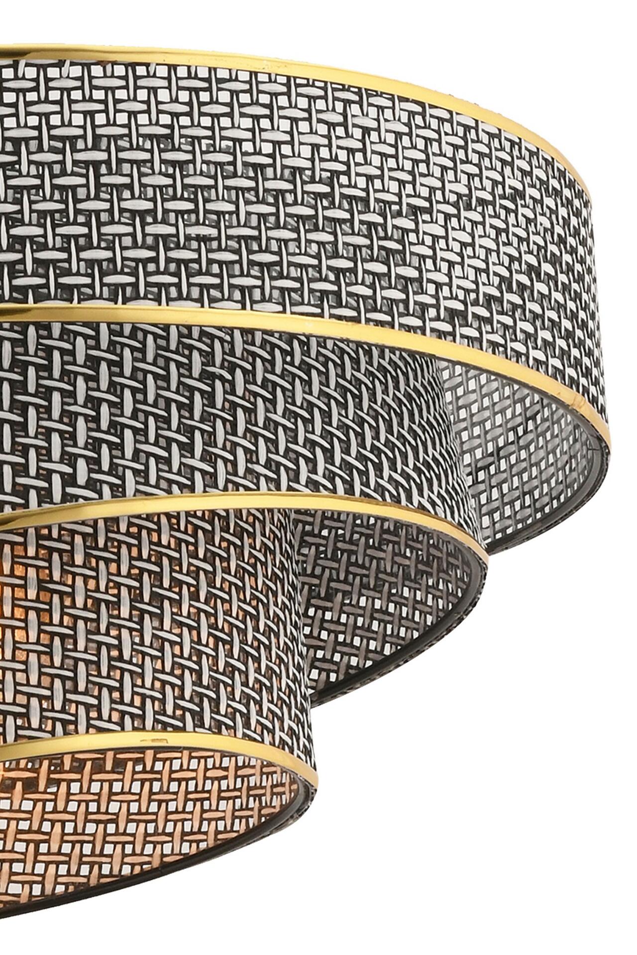 Opviq Pendelleuchte Couper grau gold Baumwolle Metall B/H/L: ca. 40x72x40 cm E27 1 Brennstellen