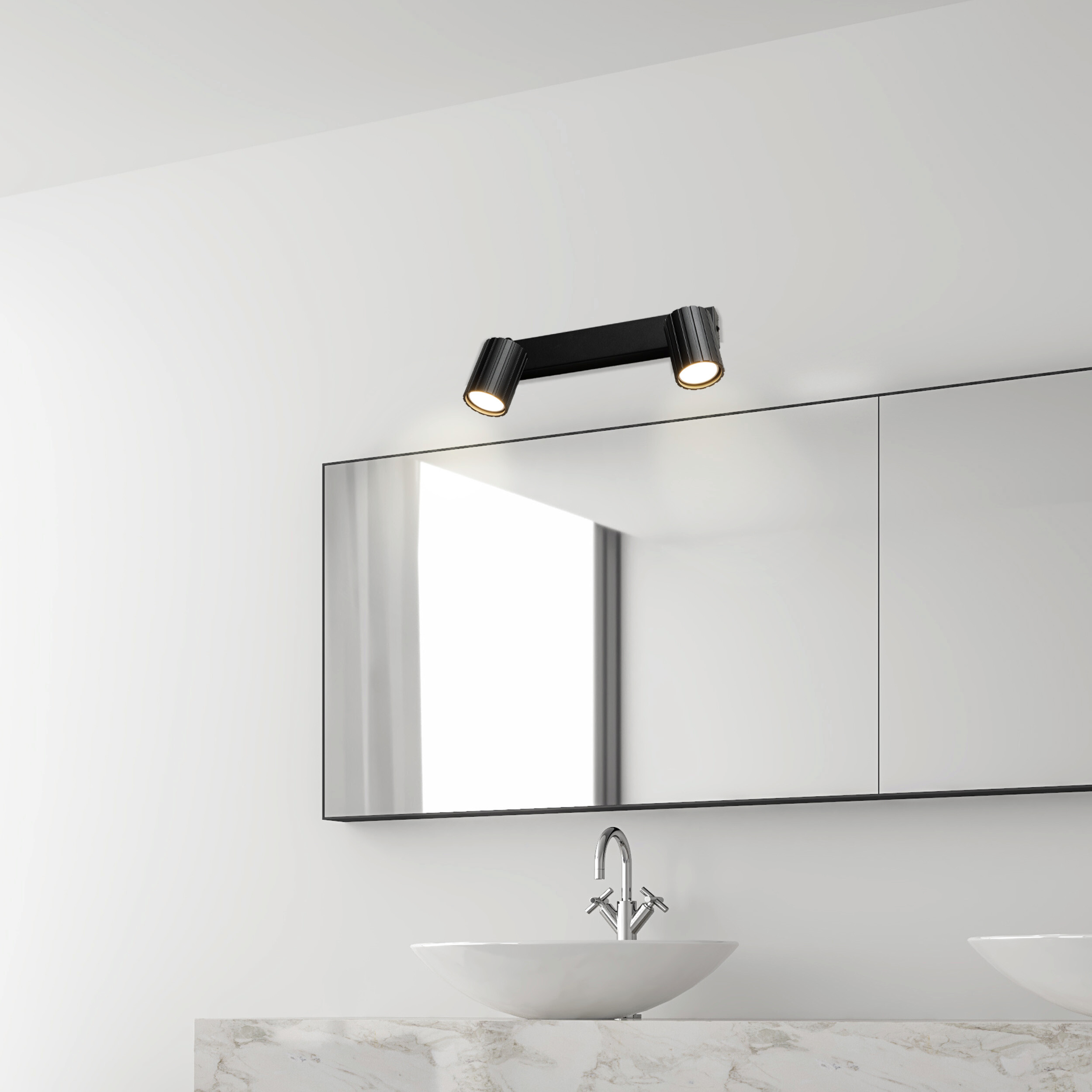 Lamkur Strahler Prisma schwarz Stahl B/H/L: ca. 6,5x16,5x30 cm 2 Brennstellen