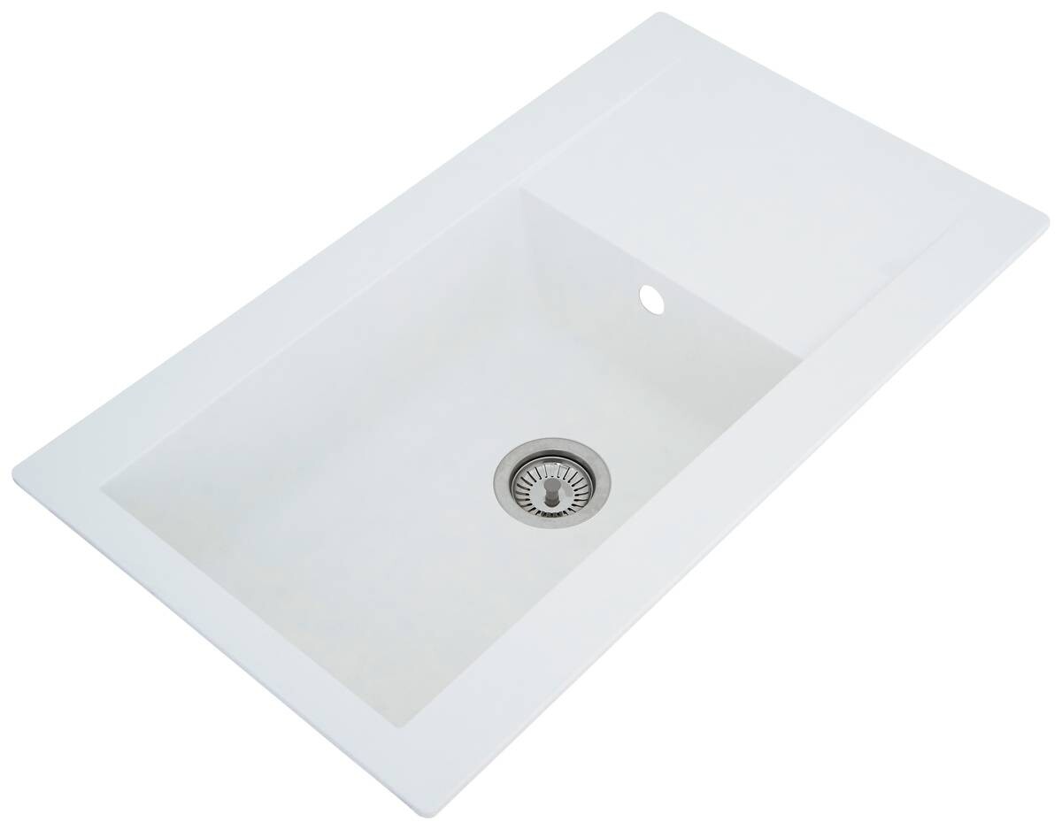 Respekta Einbauspüle Denver 86 x 50 W weiß Mineralite B/H/T: ca. 86x20x50 cm