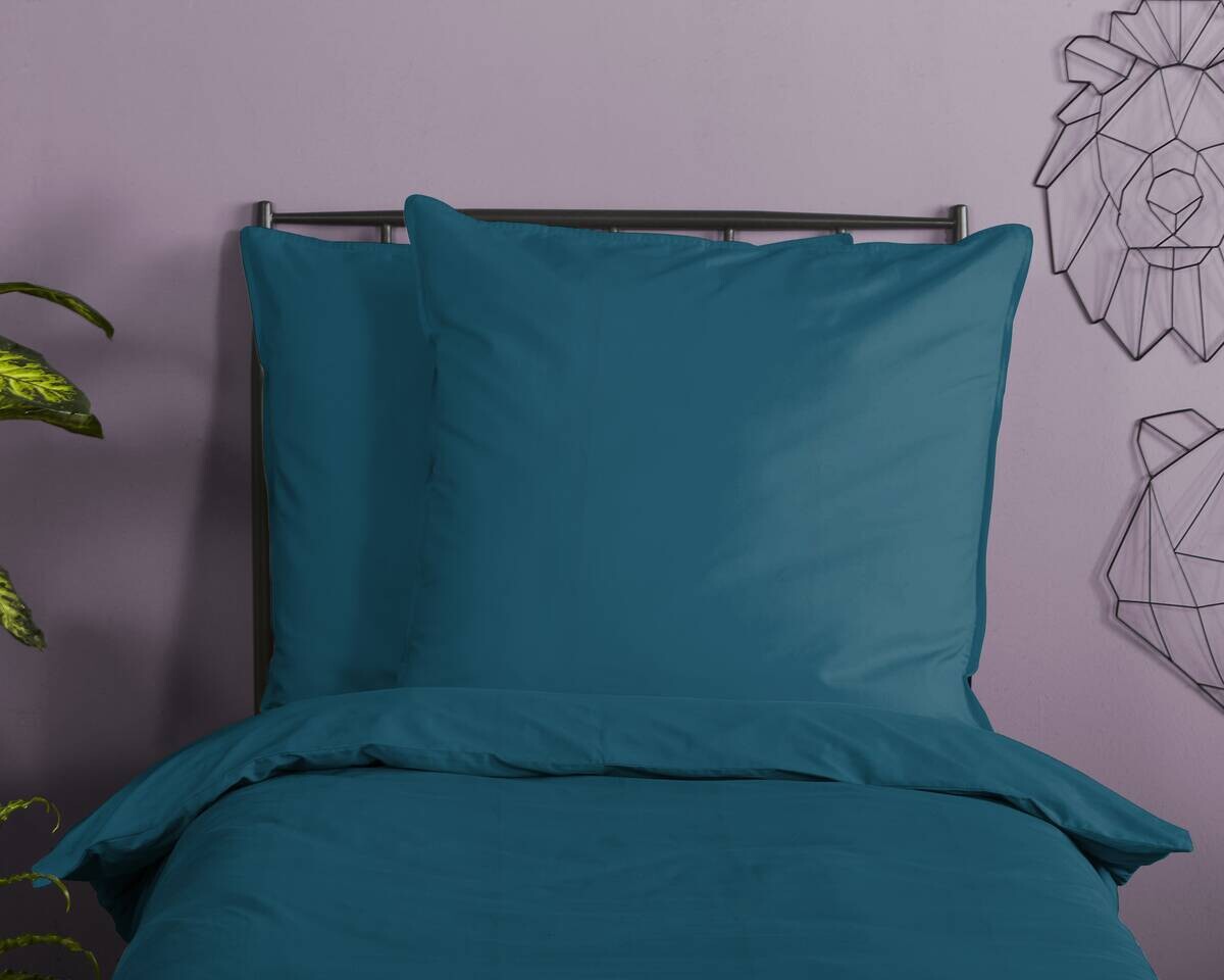 Baumwoll Bettwäsche Satin petrol Baumwolle B/L: ca. 135x200 cm