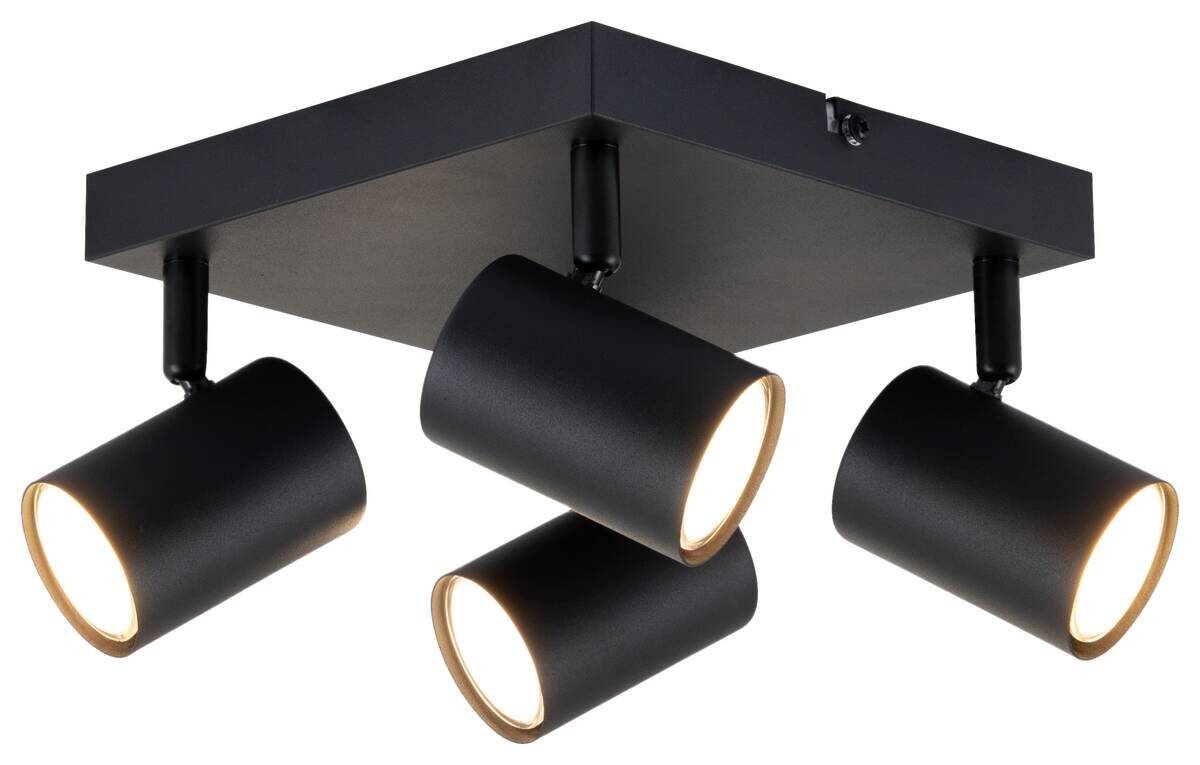 POCOline Spotbalken Thanina schwarz Metall B/H/L: ca. 28x12x28 cm GU10 4 Brennstellen