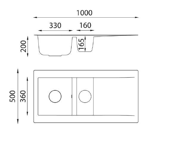 Respekta Einbauspüle Denver 1,5 100 x 50 G Beton grau Mineralite B/H/T: ca. 100x20x50 cm