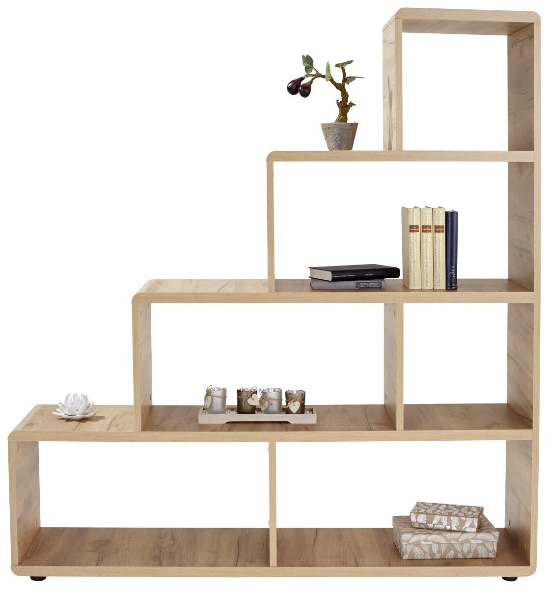 Stufenregal Fontana Eiche Kraft Nachbildung B/H/T: ca. 139x148x35 cm