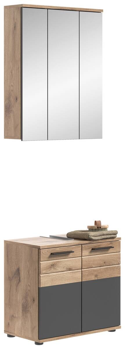 Badezimmer-Set MASON Nox Oak Nachbildung edles Basaltgrau Nachbildung B/H/T: ca. 60x190x34 cm