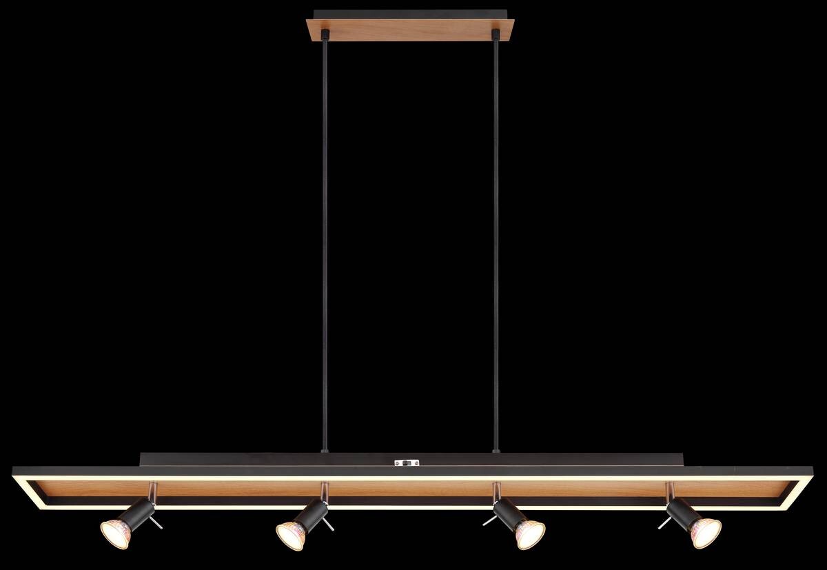 GLOBO Pendelleuchte 57034-4H Ida schwarz Opal Metall Kunststoff B/H/T: ca. 116x120x12 cm null 5 Brennstellen