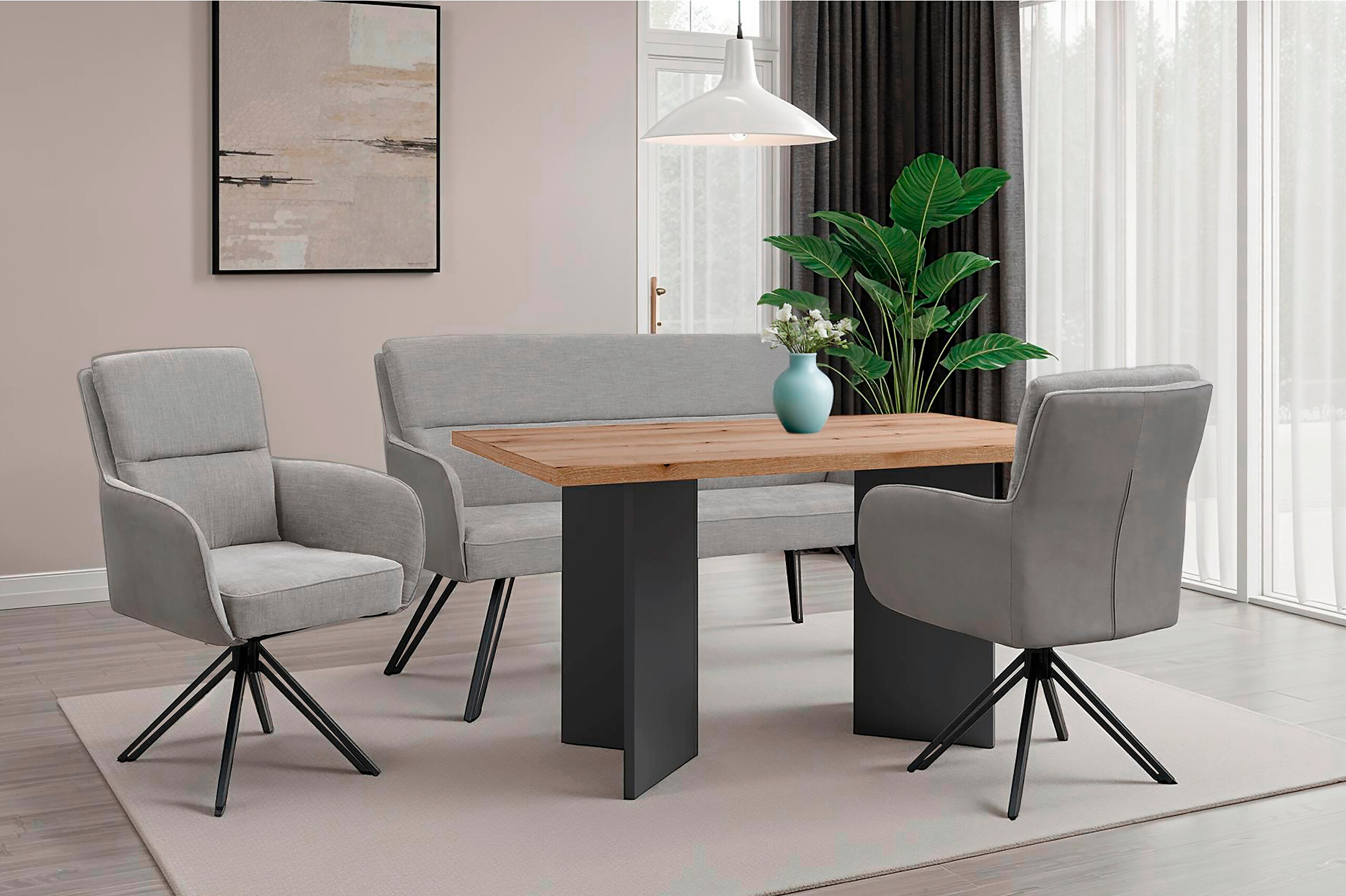 Tisch MARTEN Eiche Nachbildung anthrazit B/H/T: ca. 138x75,5x90 cm