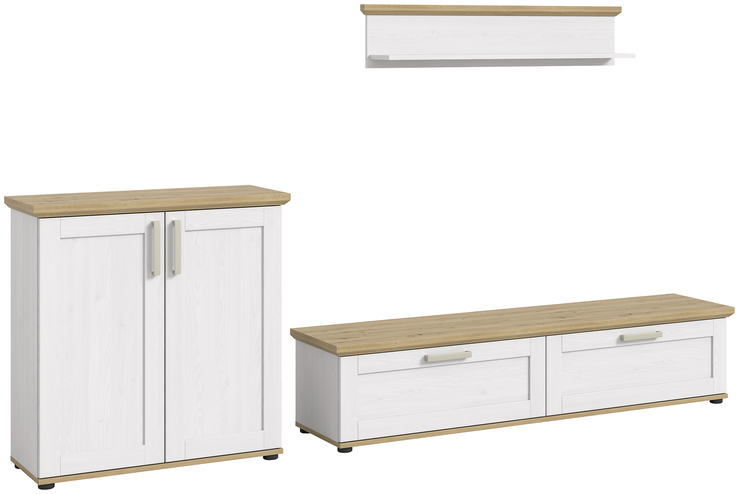 Wohnwand VERONA Lärche Nachbildung Eiche Nachbildung B/H/T: ca. 260x151x40 cm